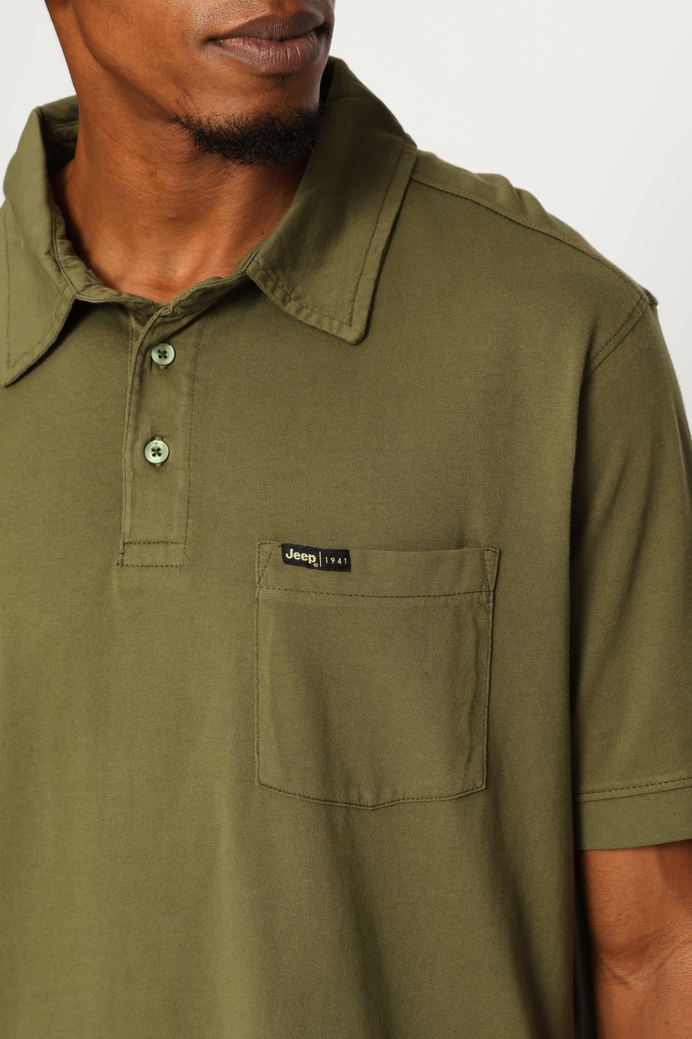 Pigment Wash Basic Polo Golfer - Olive - Image 2