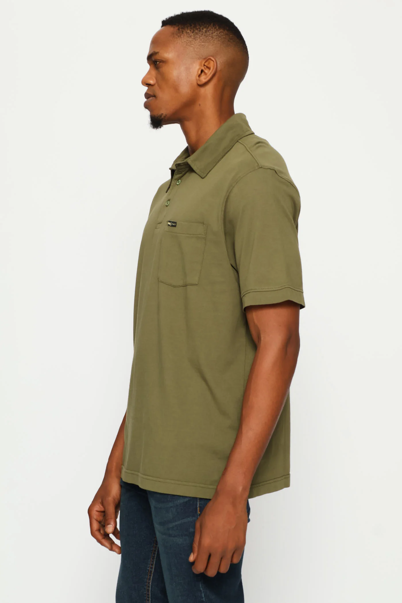 Pigment Wash Basic Polo Golfer - Olive - Image 3