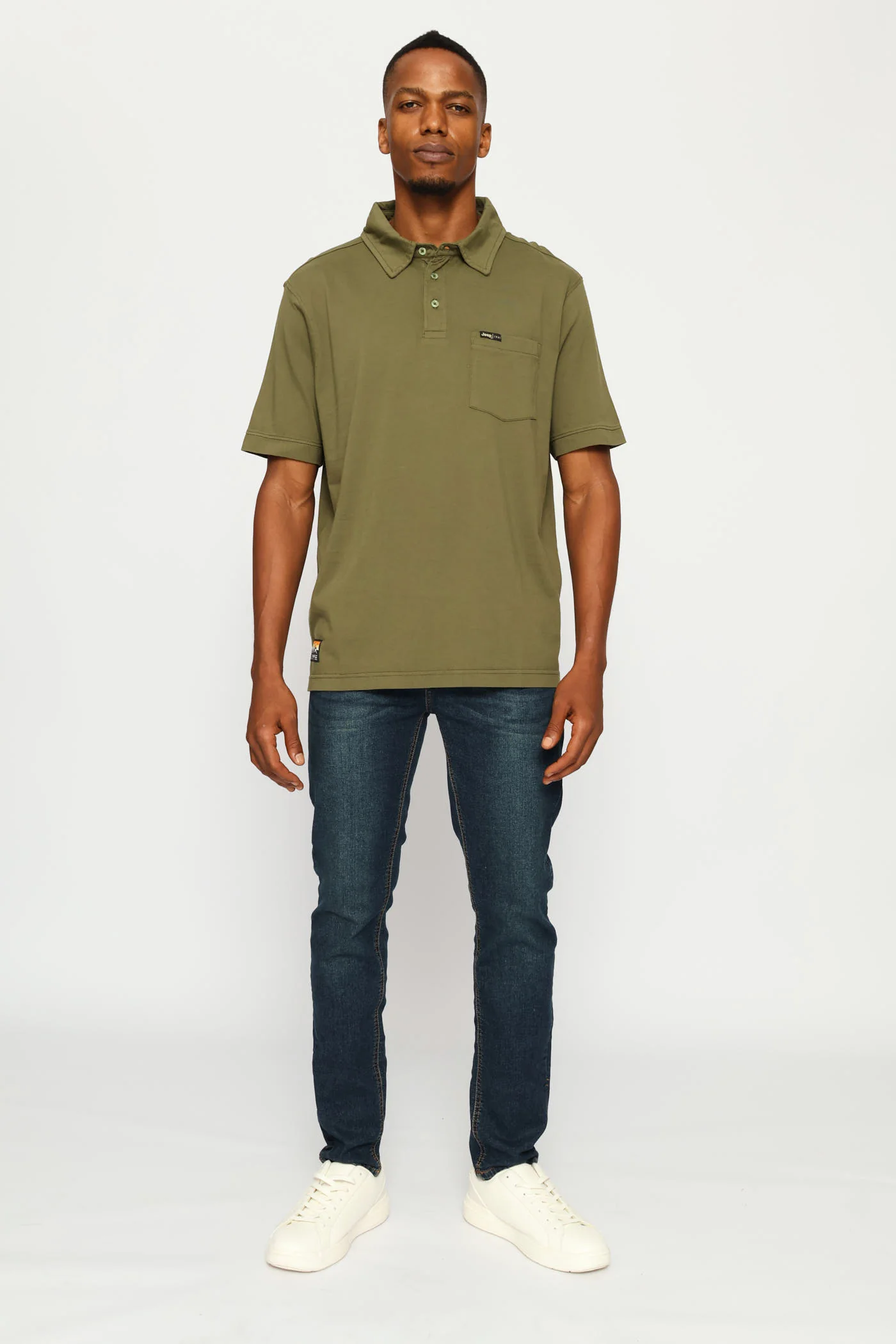 Pigment Wash Basic Polo Golfer - Olive - Image 6