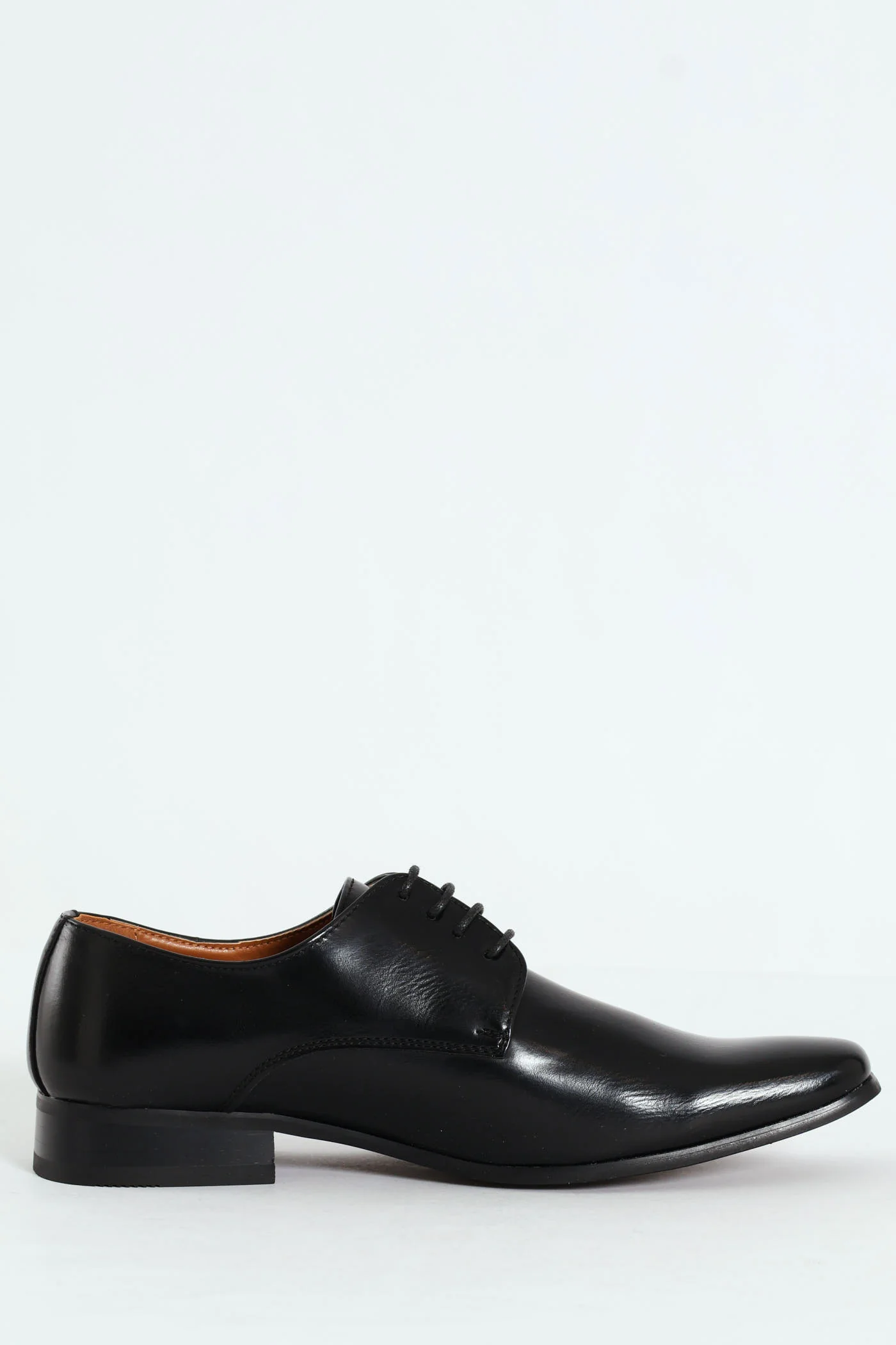 Pin Punch Detail Derby Shoe - Black - Image 3