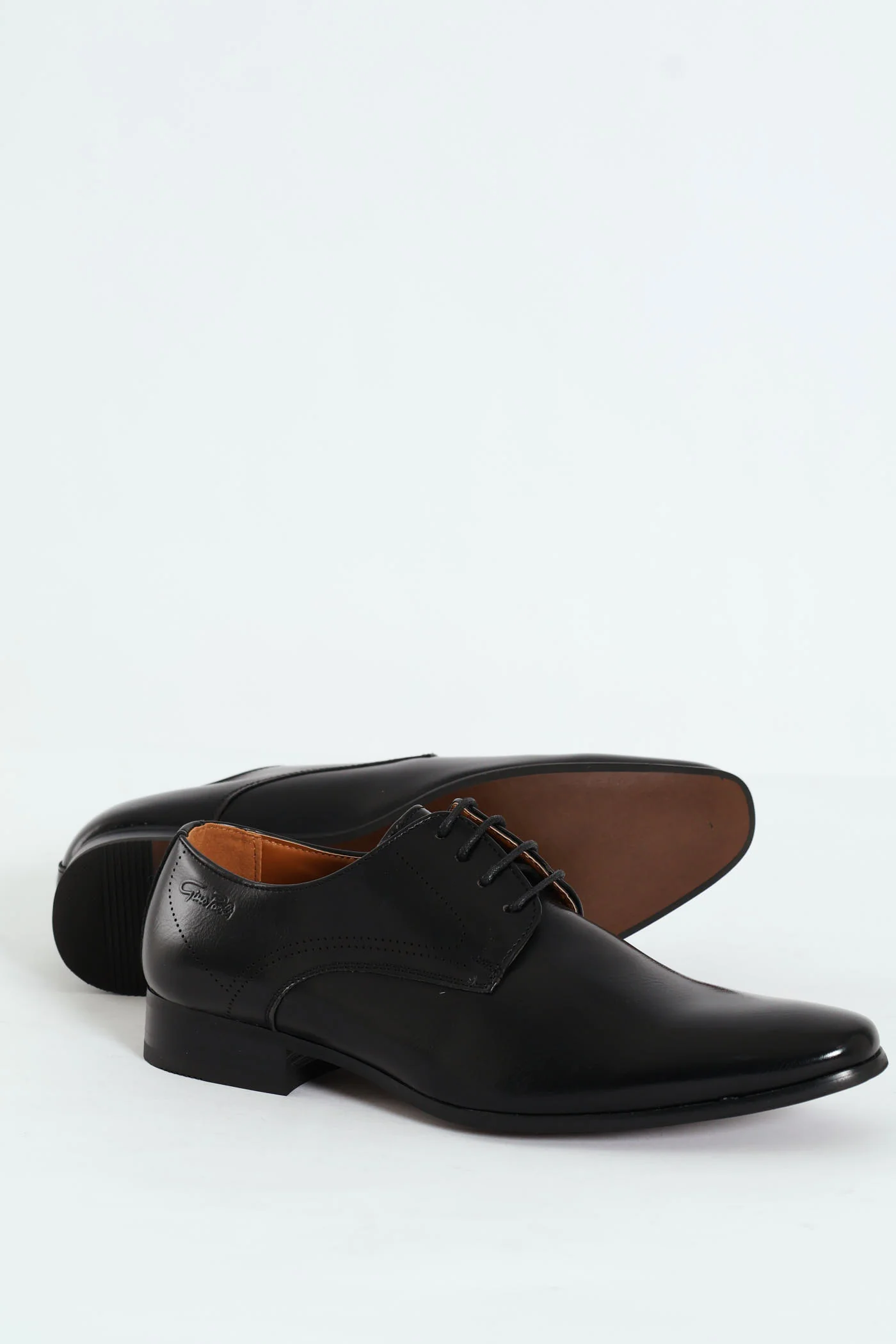 Pin Punch Detail Derby Shoe - Black - Image 4