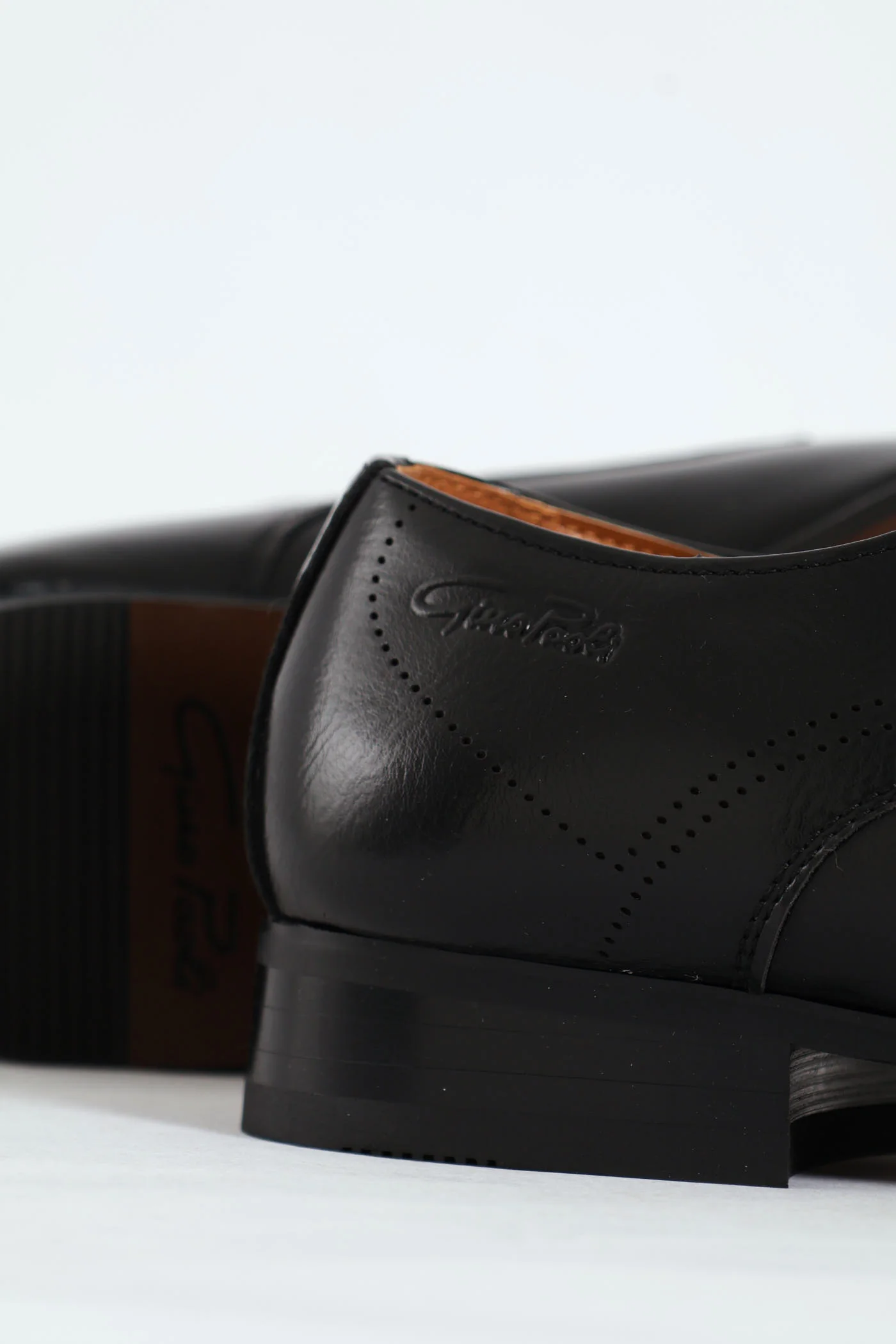 Pin Punch Detail Derby Shoe - Black - Image 5