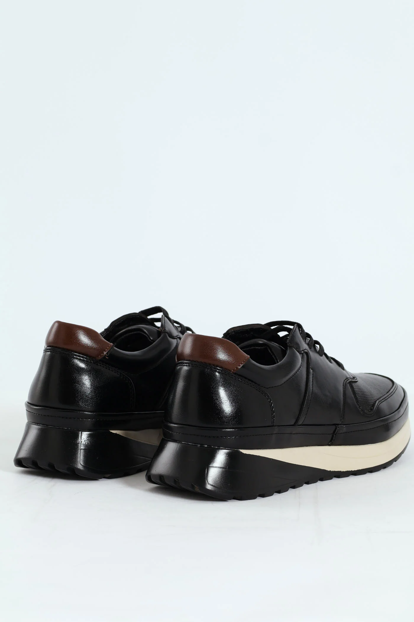 Pin Punched Detail Panelled Smart Casual Shoe - Black - Image 5