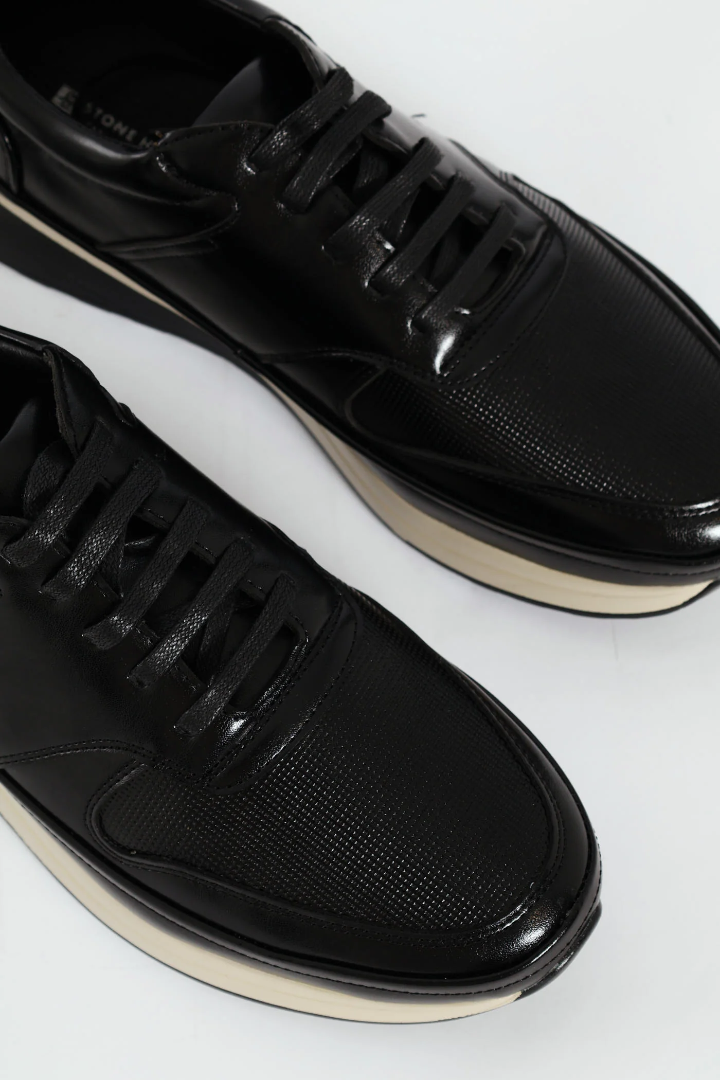 Pin Punched Detail Panelled Smart Casual Shoe - Black - Image 6