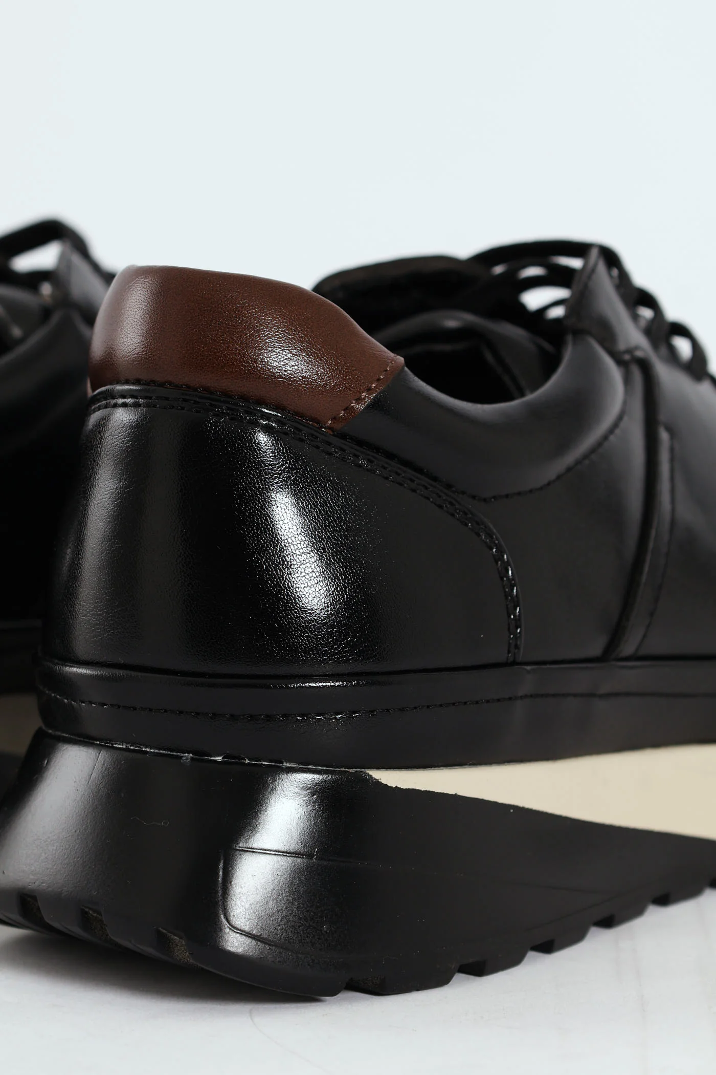 Pin Punched Detail Panelled Smart Casual Shoe - Black - Image 7