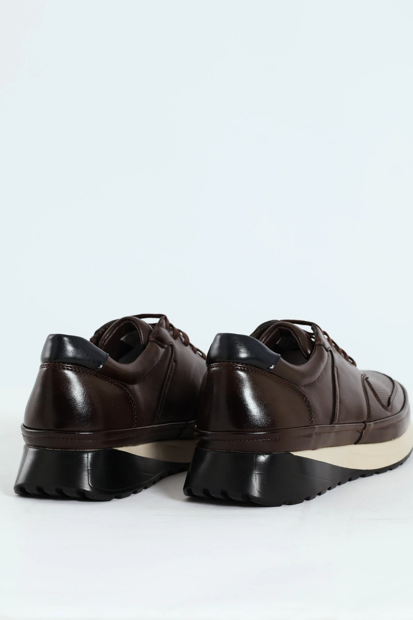 Pin Punched Detail Panelled Smart Casual Shoe - Chocolate - Image 4