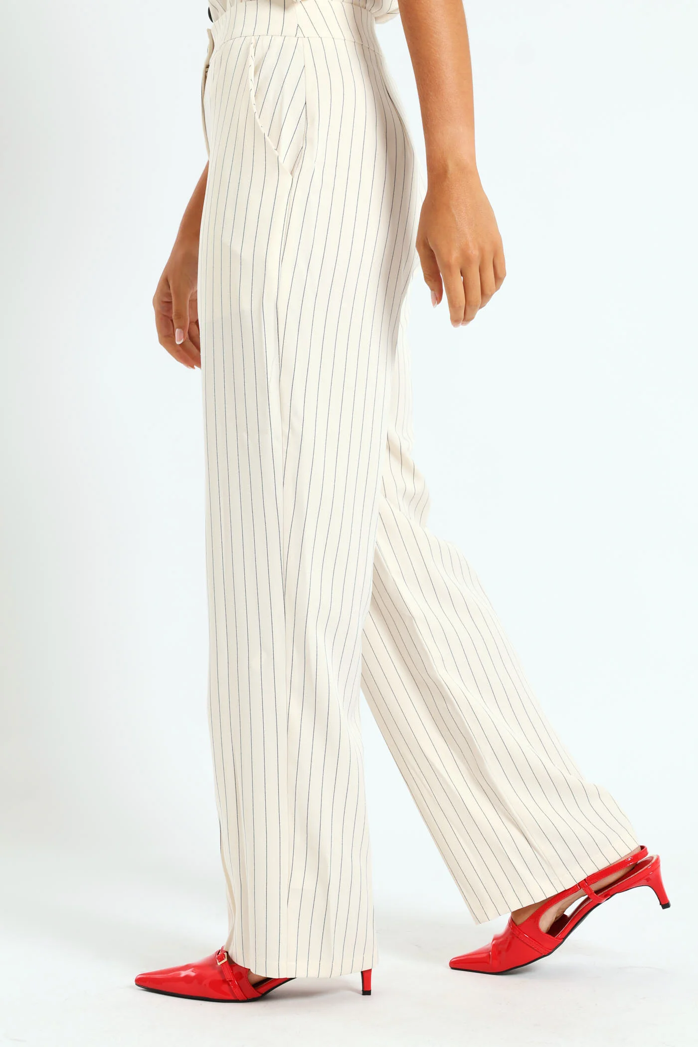 Pin Stripe Straight Leg Pant - Cream - Image 3