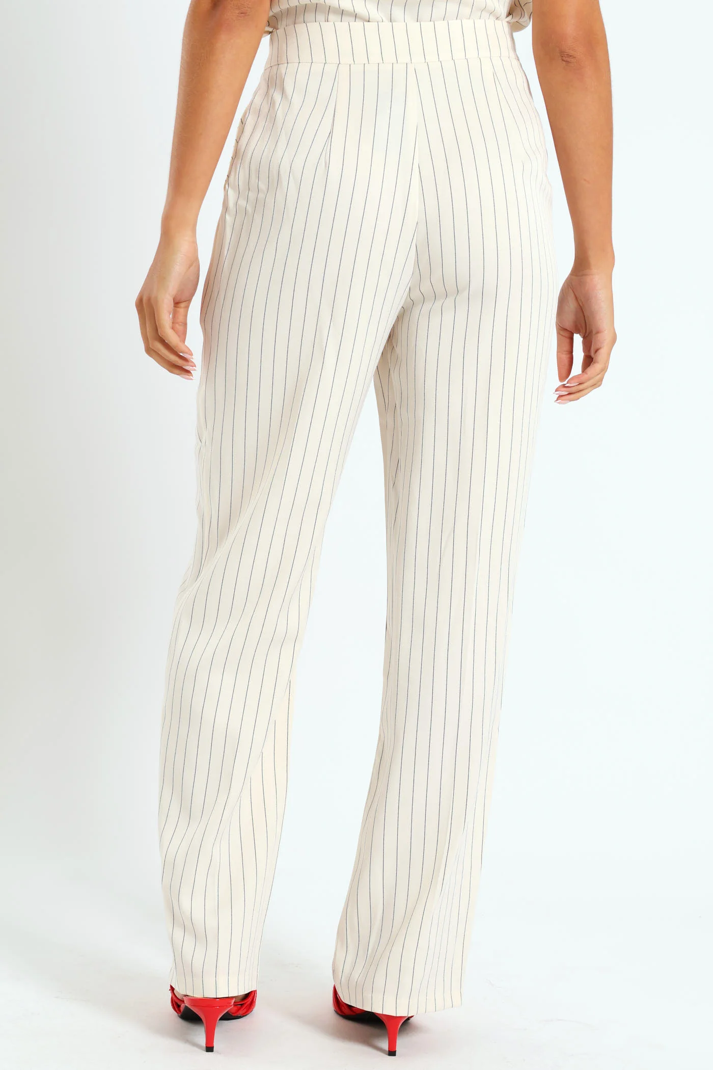 Pin Stripe Straight Leg Pant - Cream - Image 4