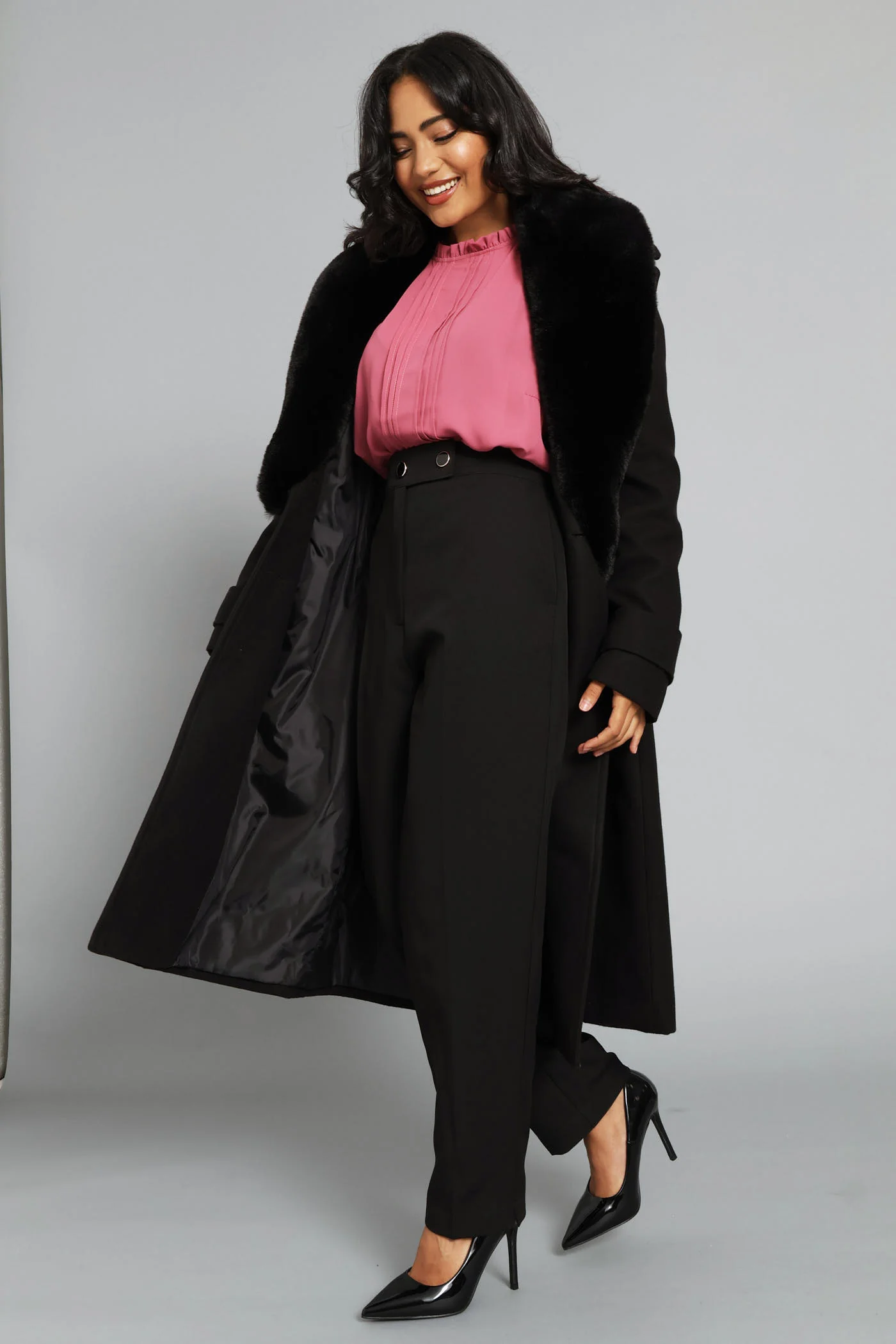Pin Tuck Flutter Sleeve Blouse - Blush - Image 6