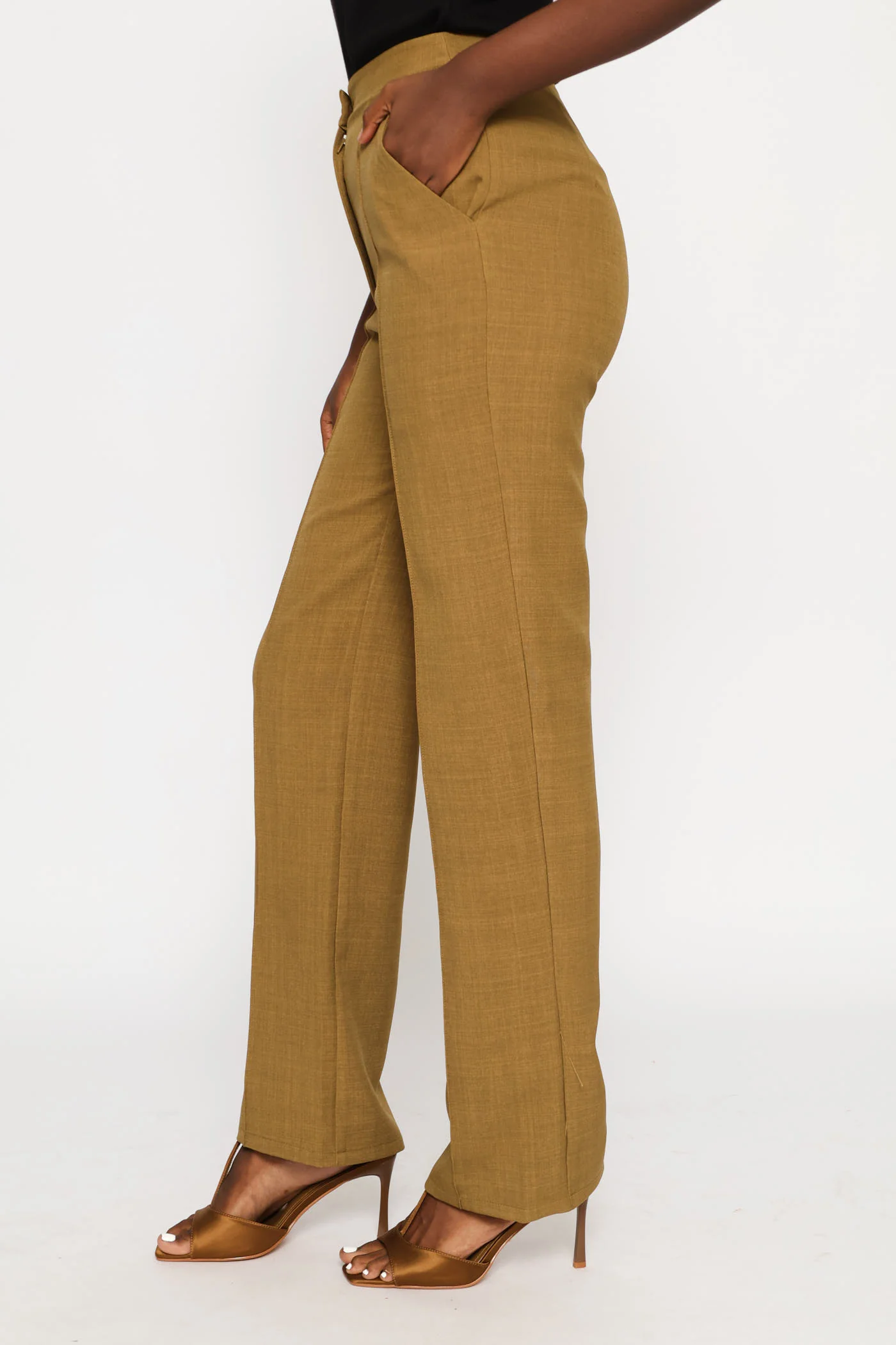 Pin Tuck Linen Blend Straight Leg Pant - Natural - Image 3