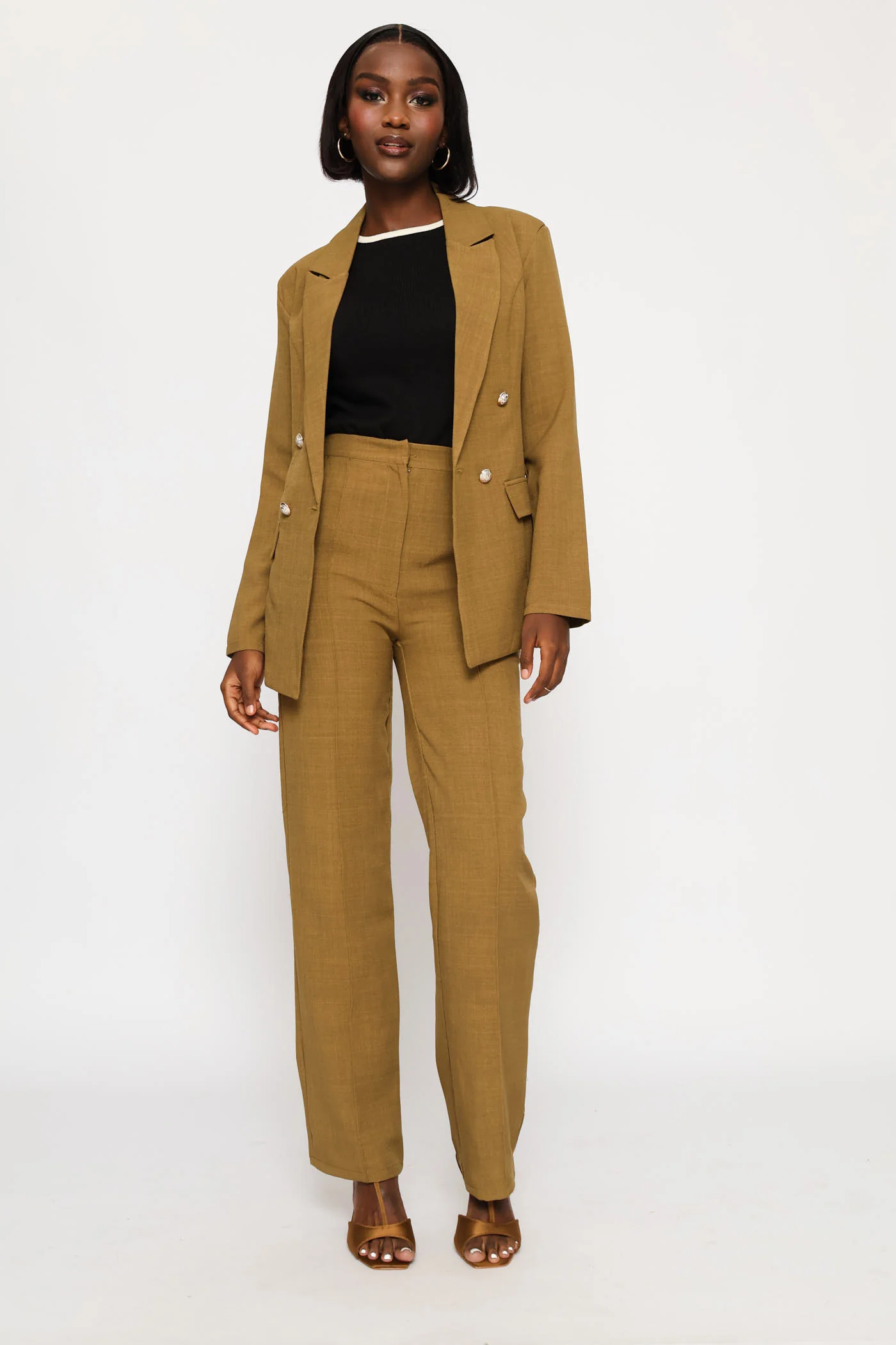 Pin Tuck Linen Blend Straight Leg Pant - Natural - Image 6