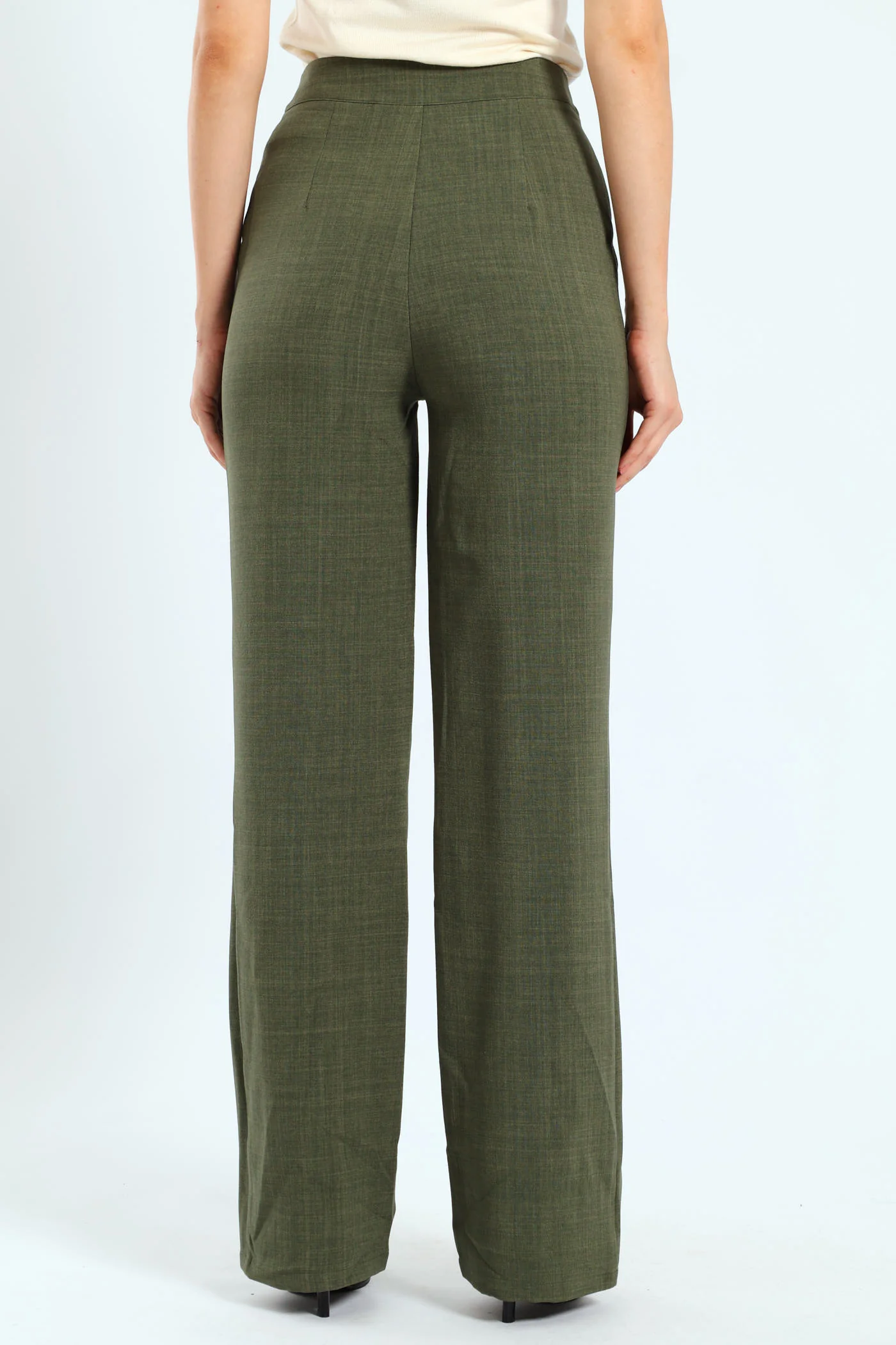 Pin Tuck Linen Blend Straight Leg Pant - Olive - Image 4