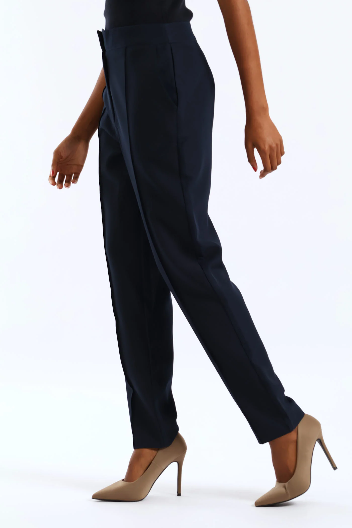 Pin Tuck Slim Leg Pant - Dark Navy - Image 3