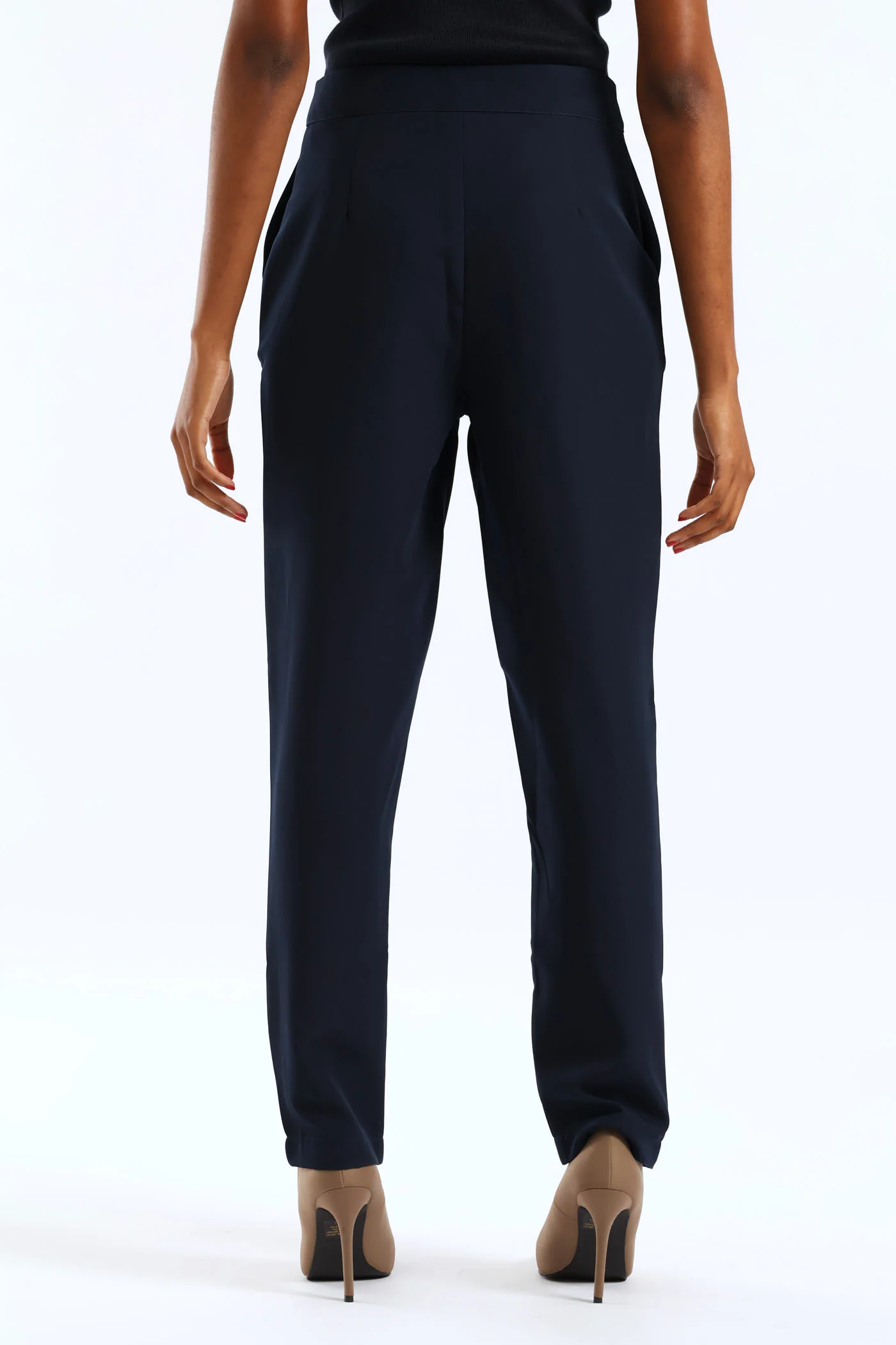 Pin Tuck Slim Leg Pant - Dark Navy - Image 4