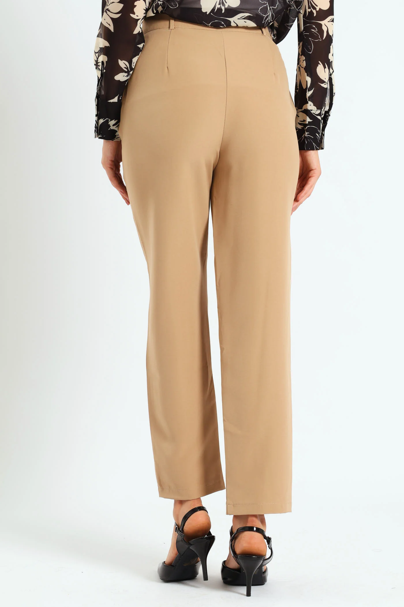Pin Tuck Slim Leg Pant - Latte - Image 4