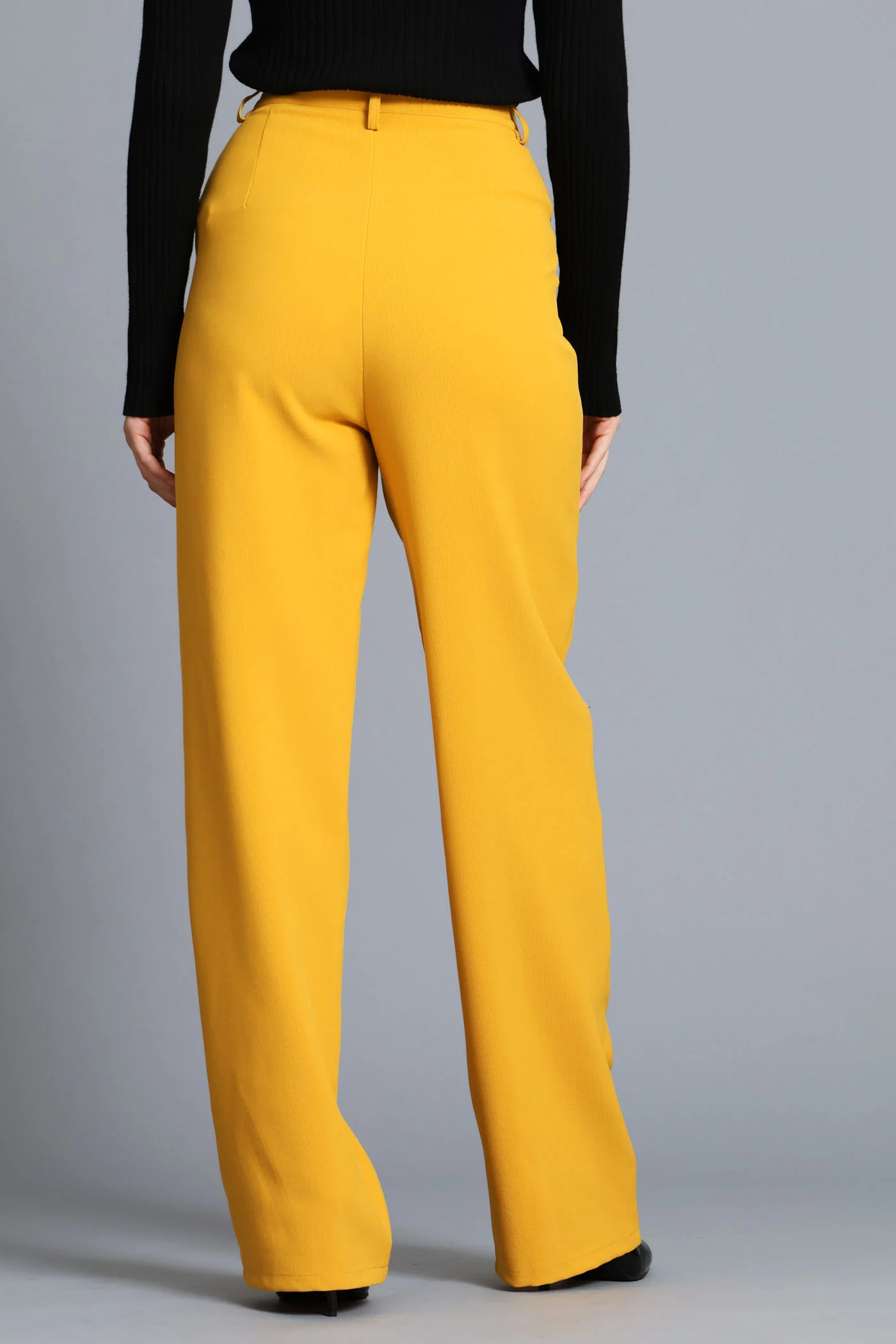 Pin Tuck Straight Leg Pant - Mustard - Image 4