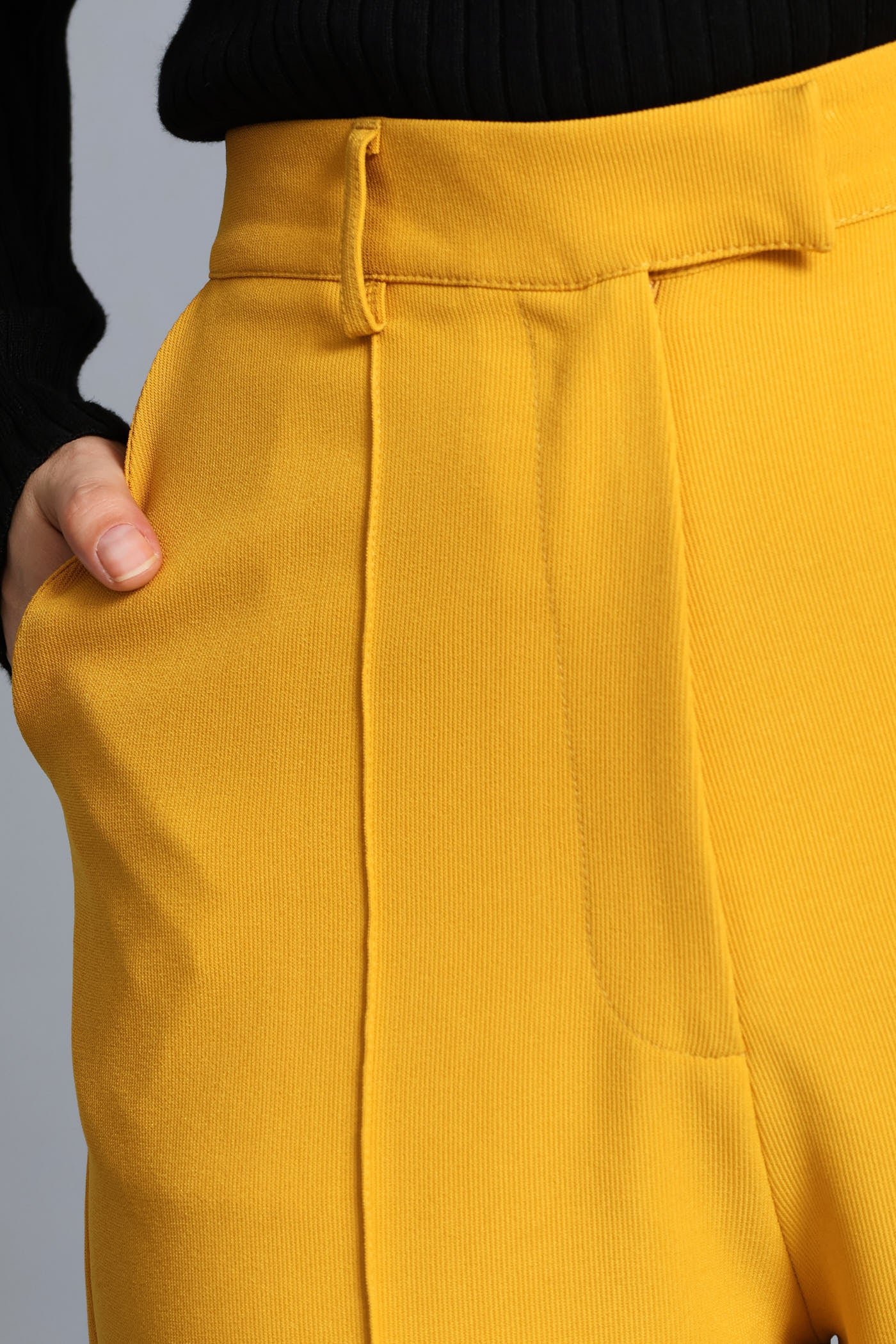 Pin Tuck Straight Leg Pant - Mustard - Image 6
