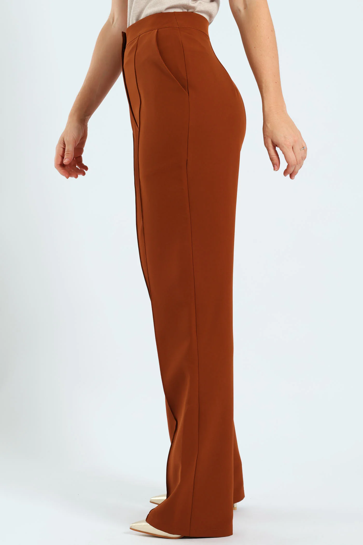 Pin Tuck Straight Leg Pants - Copper - Image 3