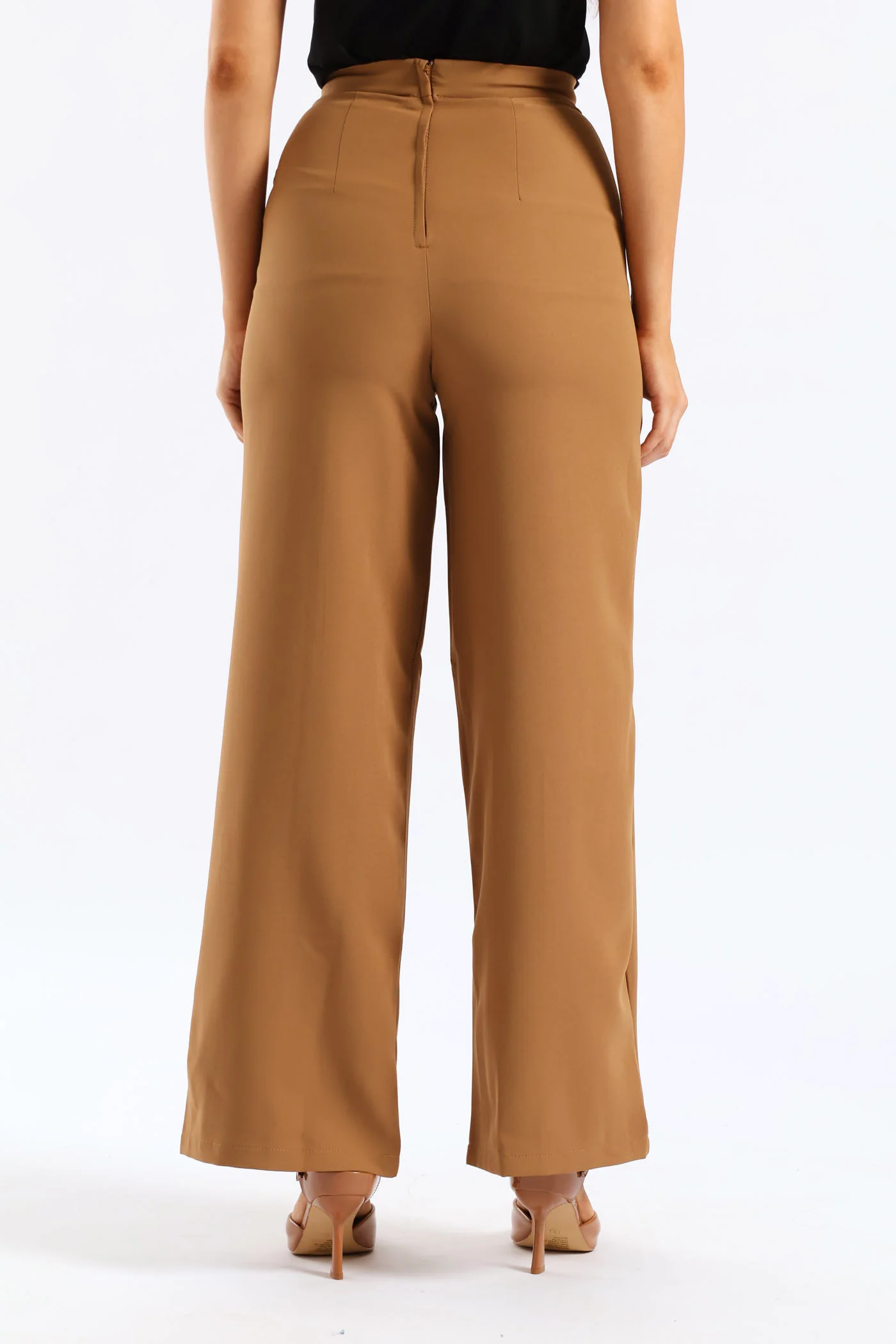 Pin Tuck Trim Wide Leg Pant - Taupe - Image 5