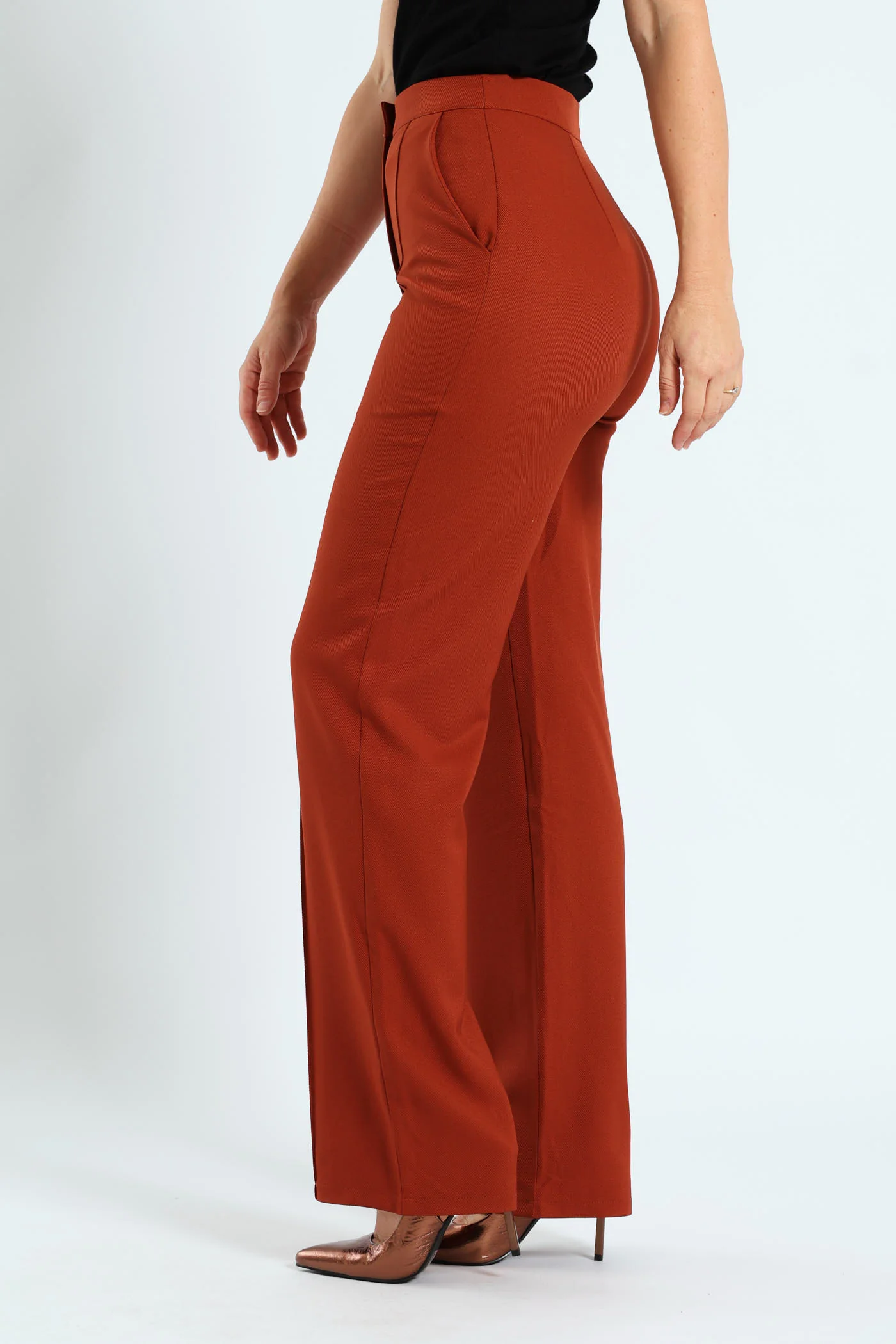 Pin Tuck Twill Straight Leg Pant - Copper - Image 3