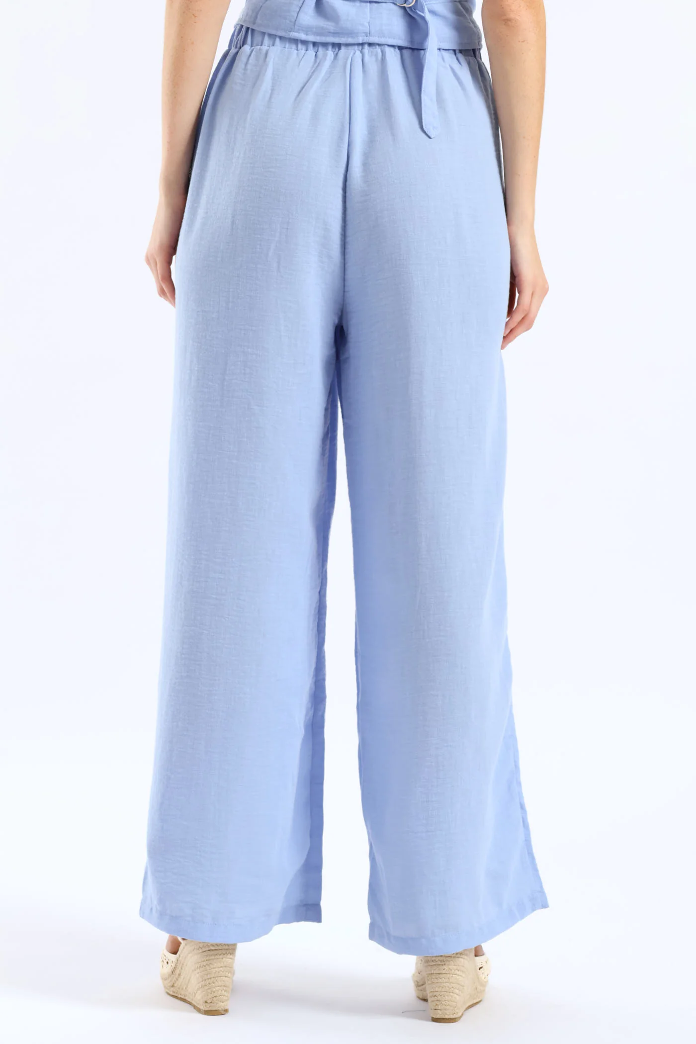 Pinched Seam O-Ring Self Belt Wideleg Pant - Periwinkle - Image 4