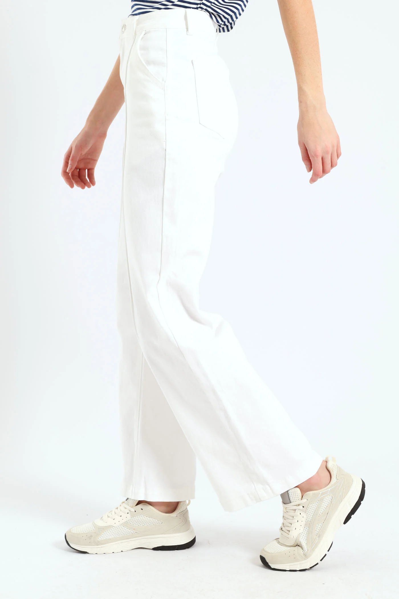 Pinched Seam Wide Leg Jean - Off White - Image 2