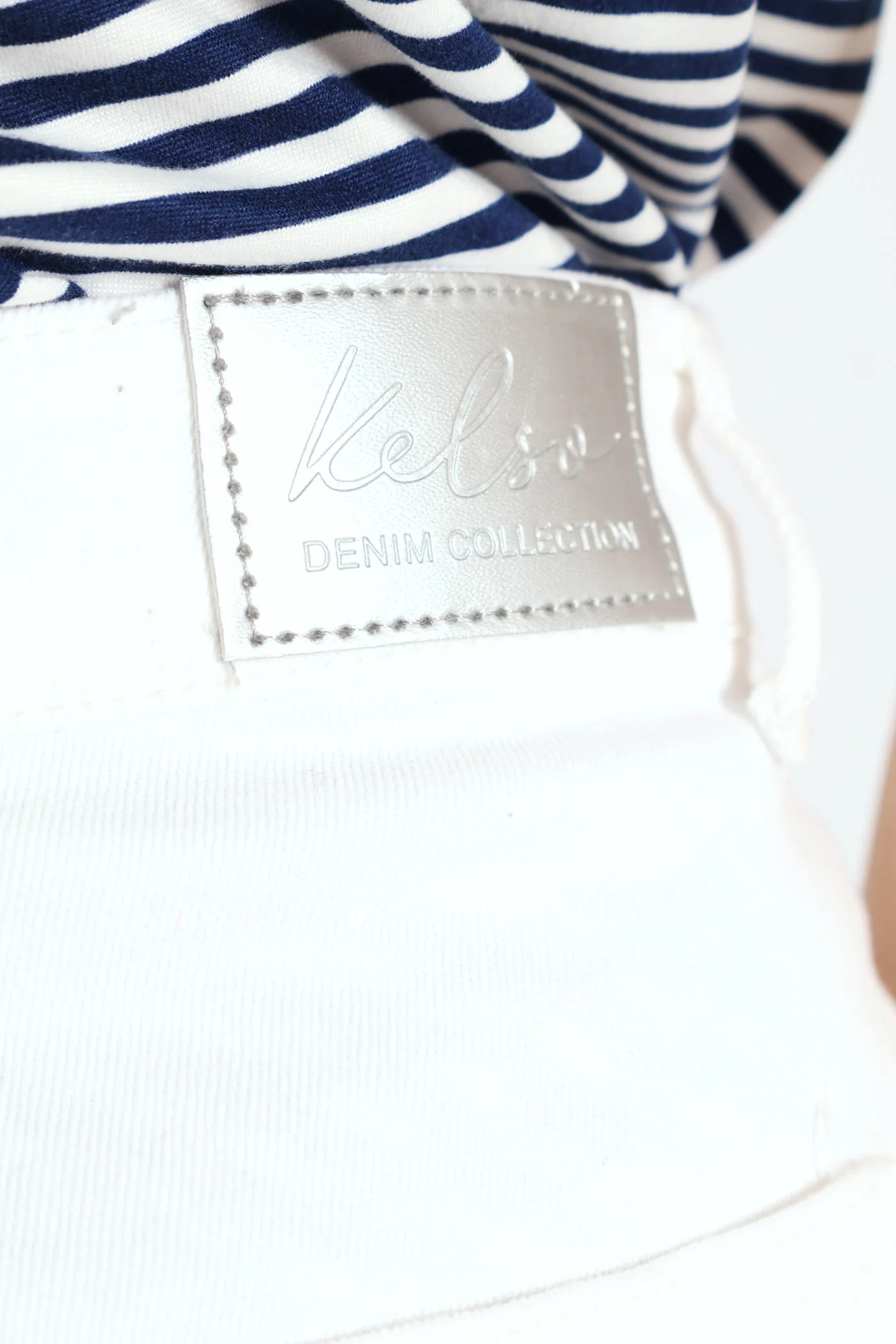 Pinched Seam Wide Leg Jean - Off White - Image 4