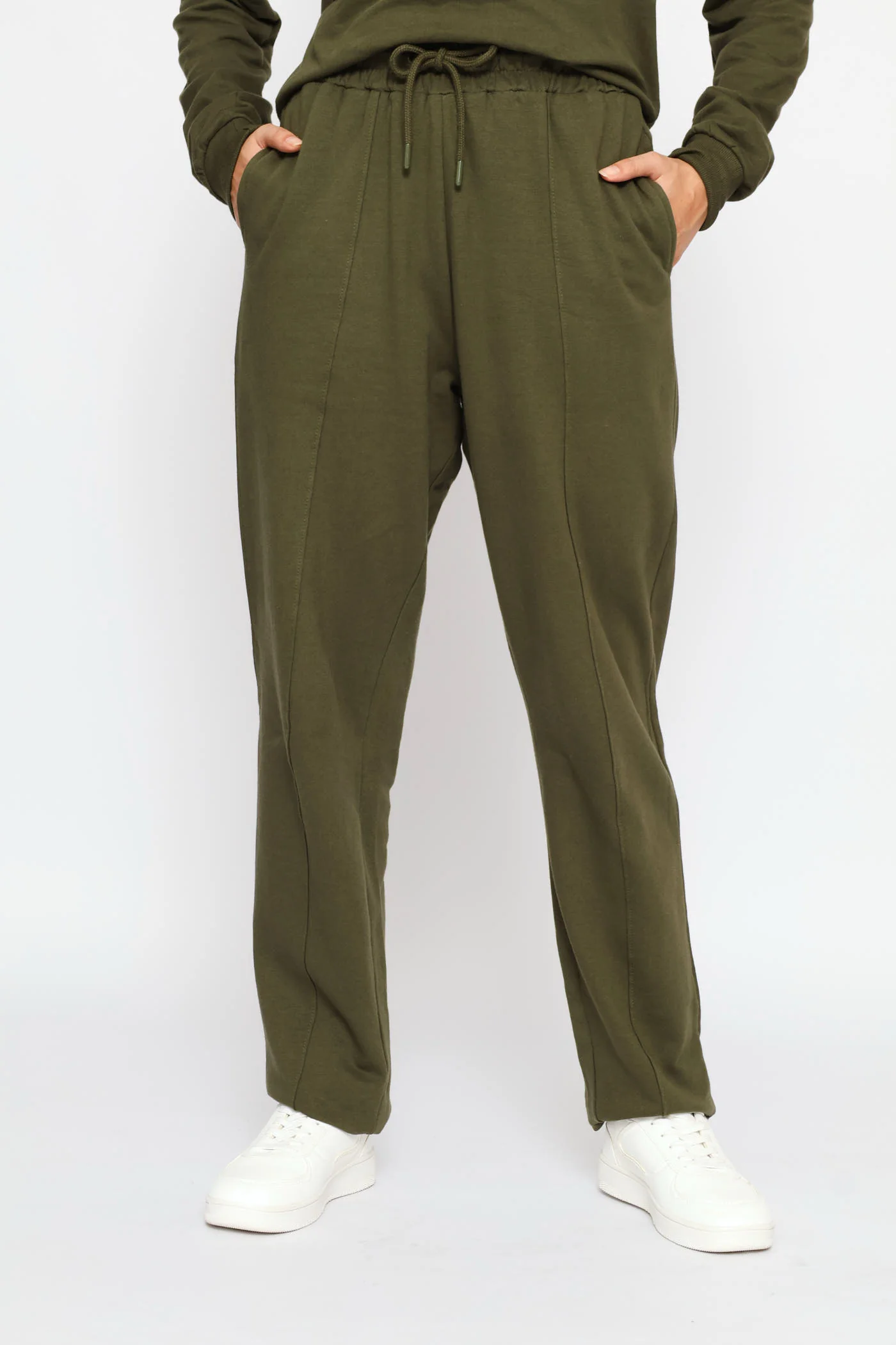 Pinched Seam Wide Leg Pants - Dark Fatigue - Image 2