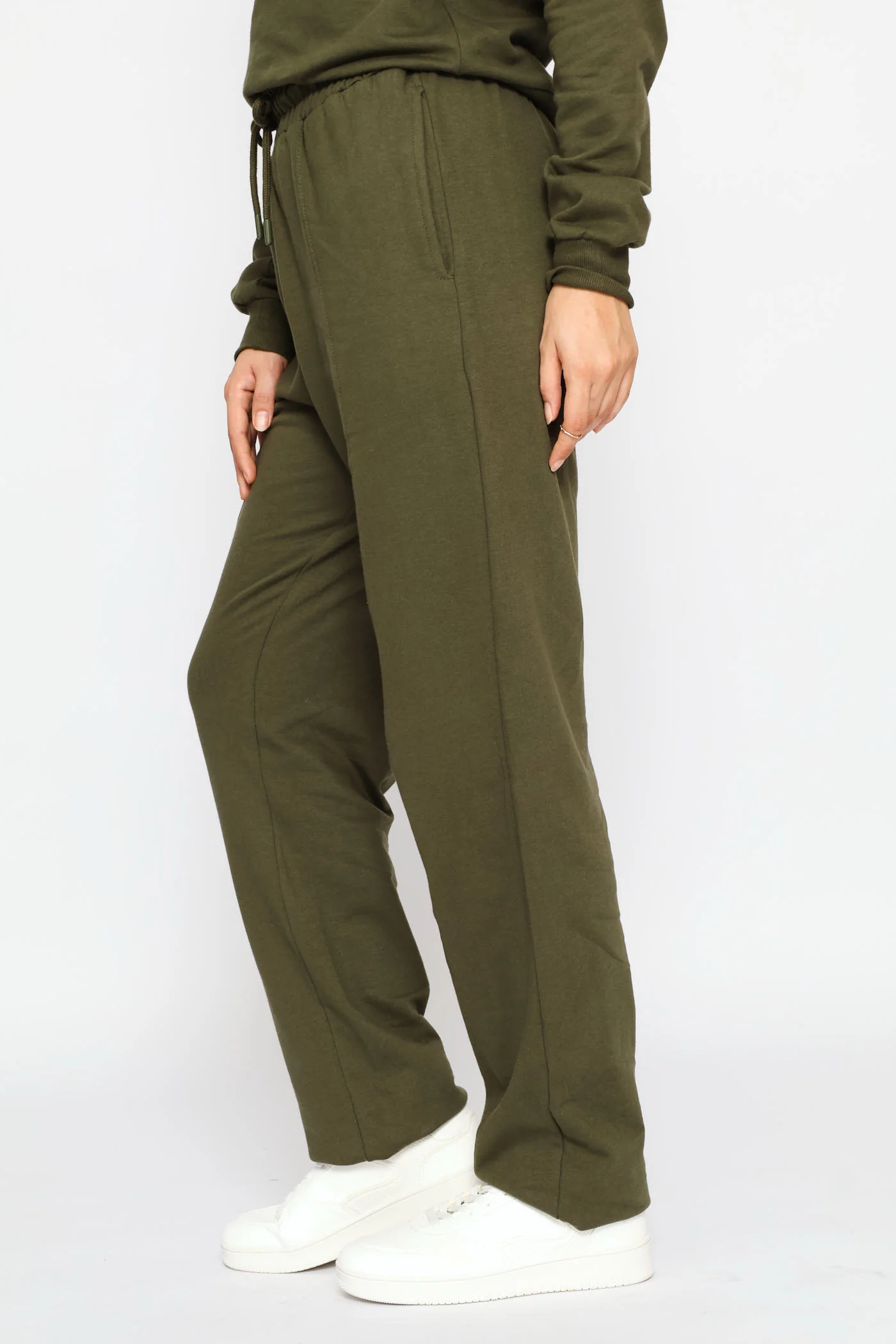 Pinched Seam Wide Leg Pants - Dark Fatigue - Image 4