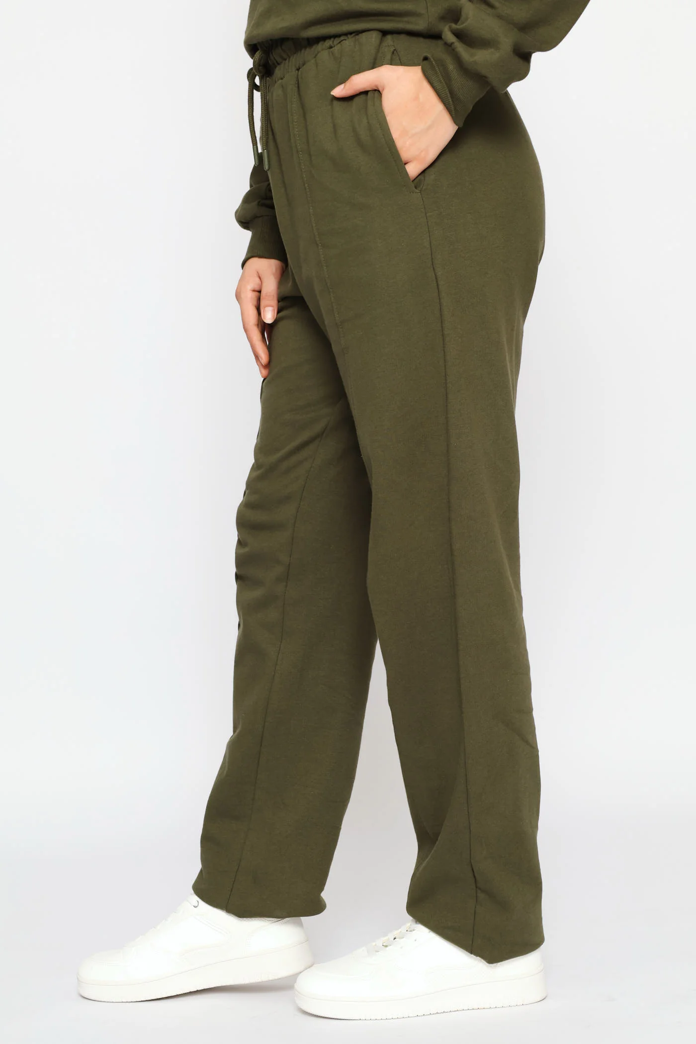 Pinched Seam Wide Leg Pants - Dark Fatigue - Image 5