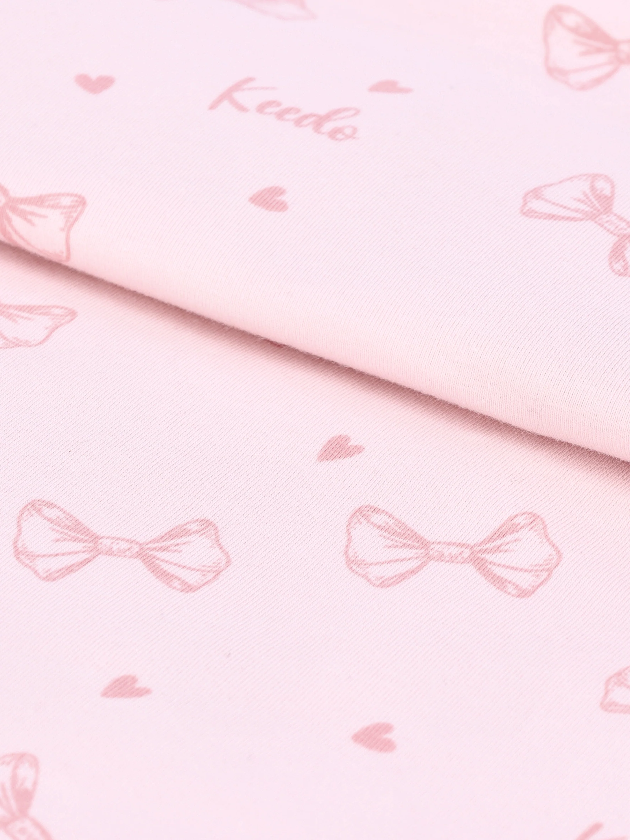 Keedo Pink Bows & Hearts Cotton Lycra Blanket - Image 2