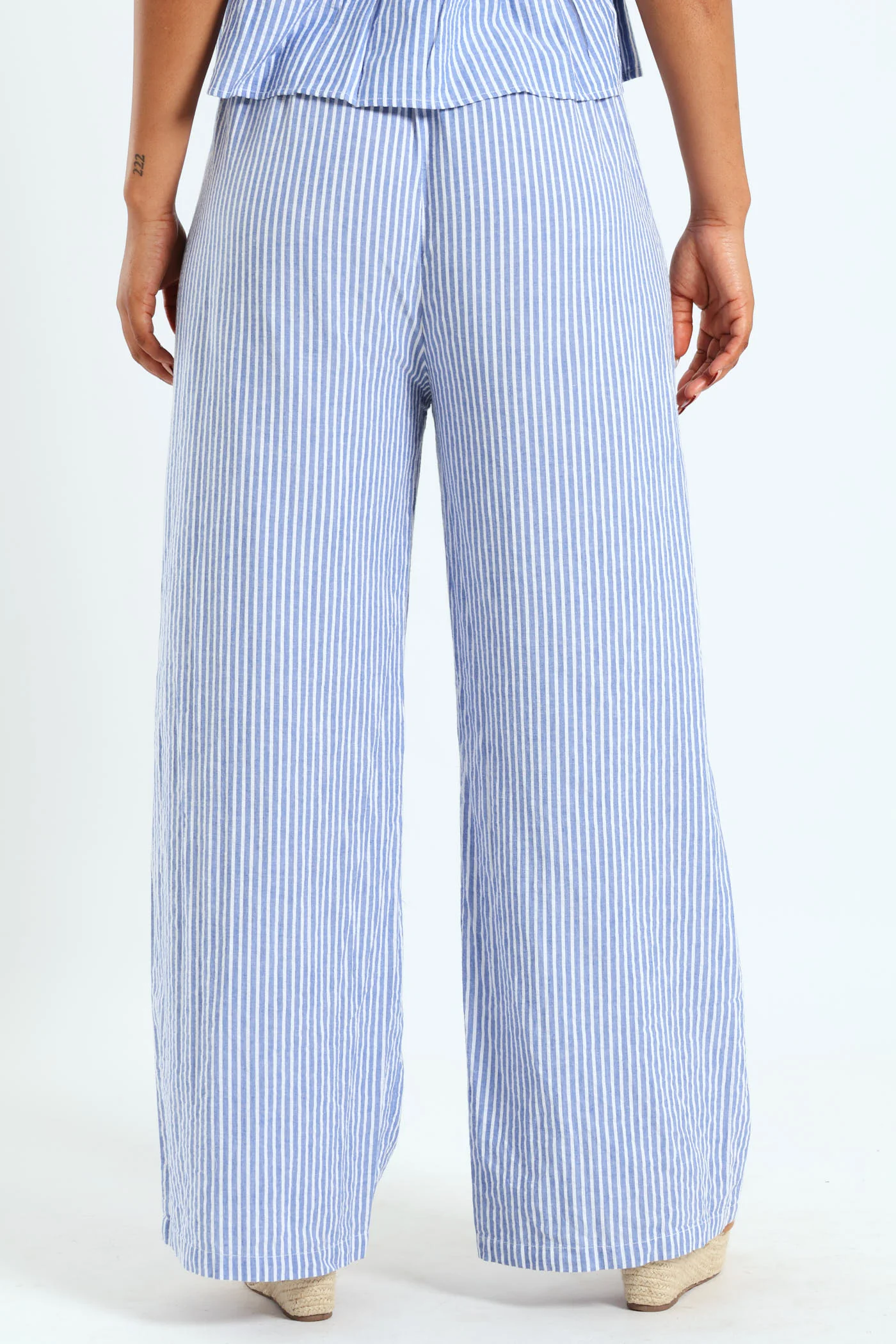 Pinstripe Relaxed Pants - Light Blue - Image 4