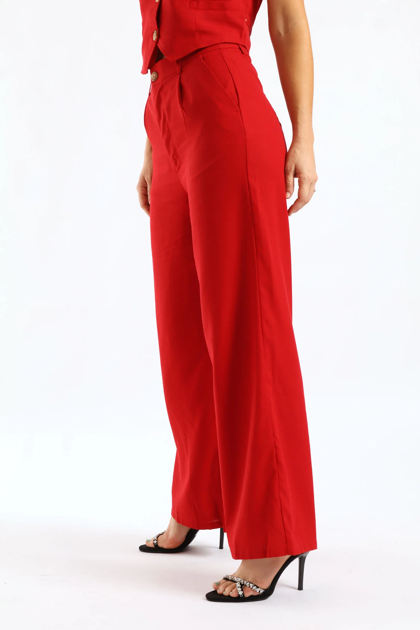 Pintuck Tailored Wideleg Linen Pants - Image 4