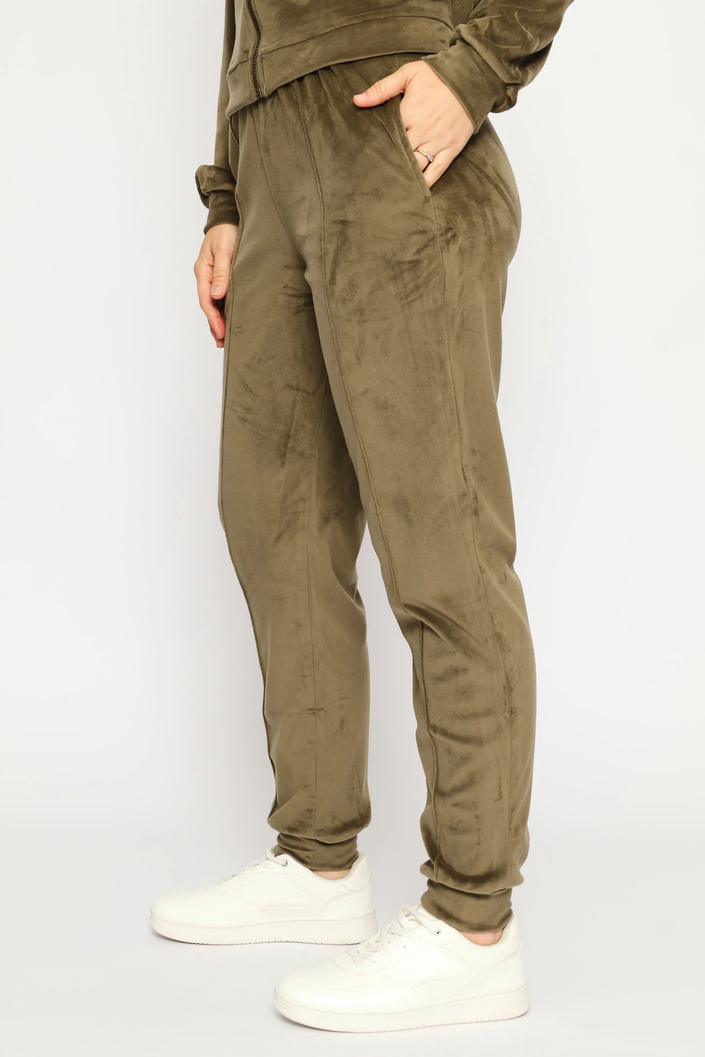 Pintuck Velour Jogger - Fatigue - Image 4