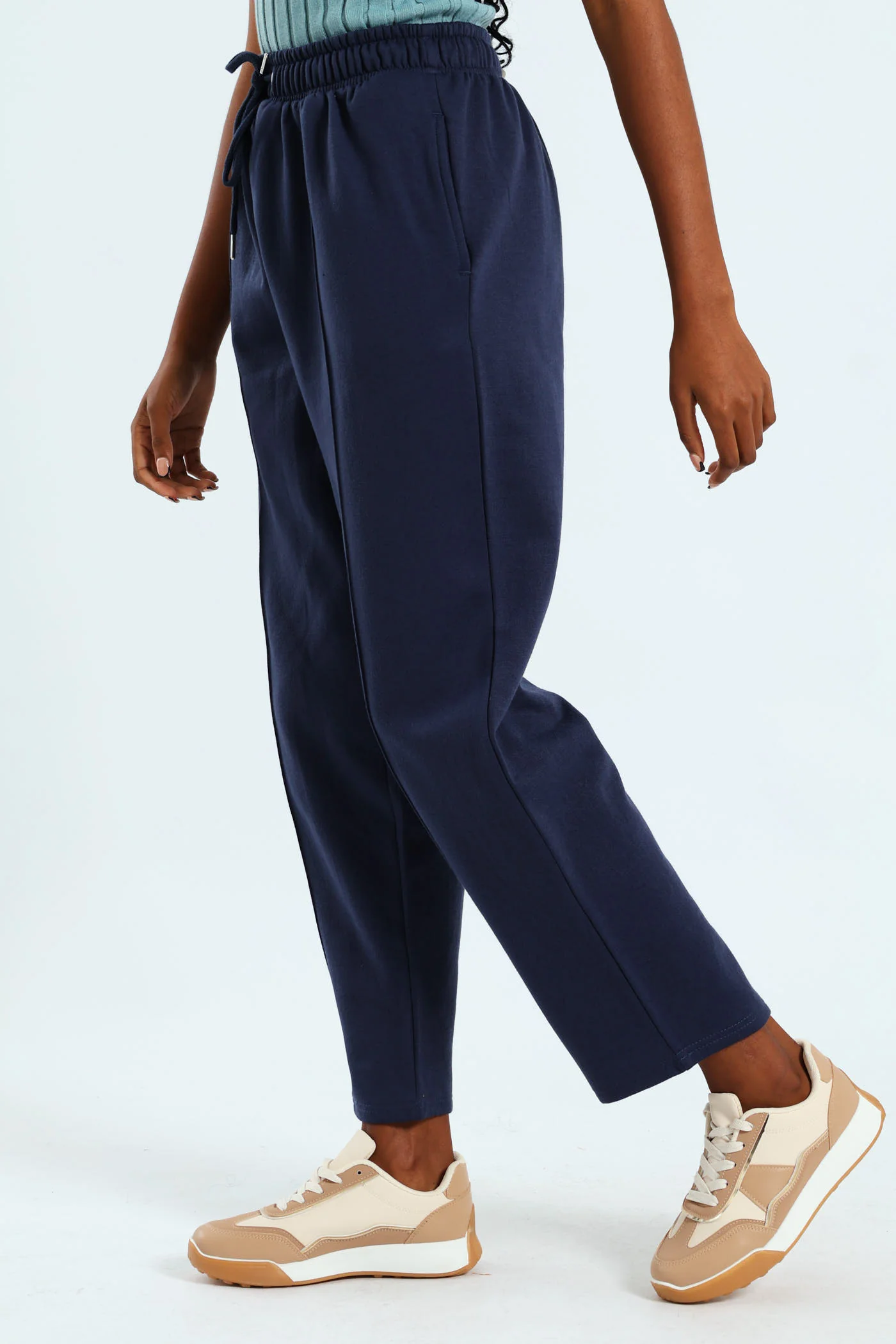 Pintuck Wideleg Jogger - French Navy - Image 2