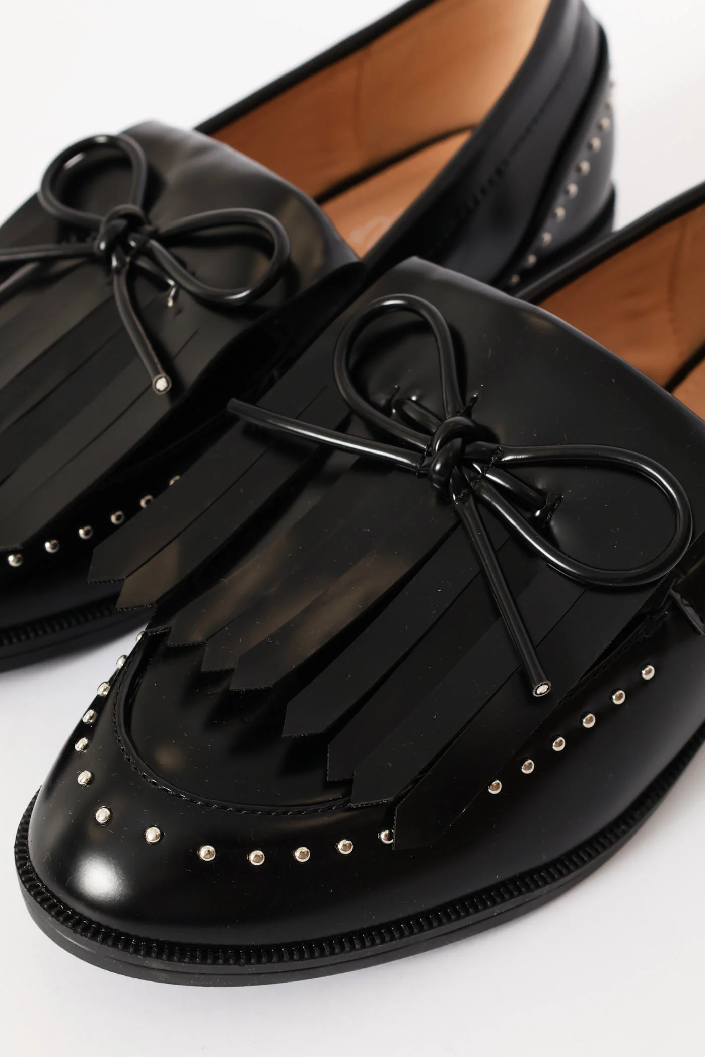 Piped Bow & Tassle Loafer - Black - Image 2
