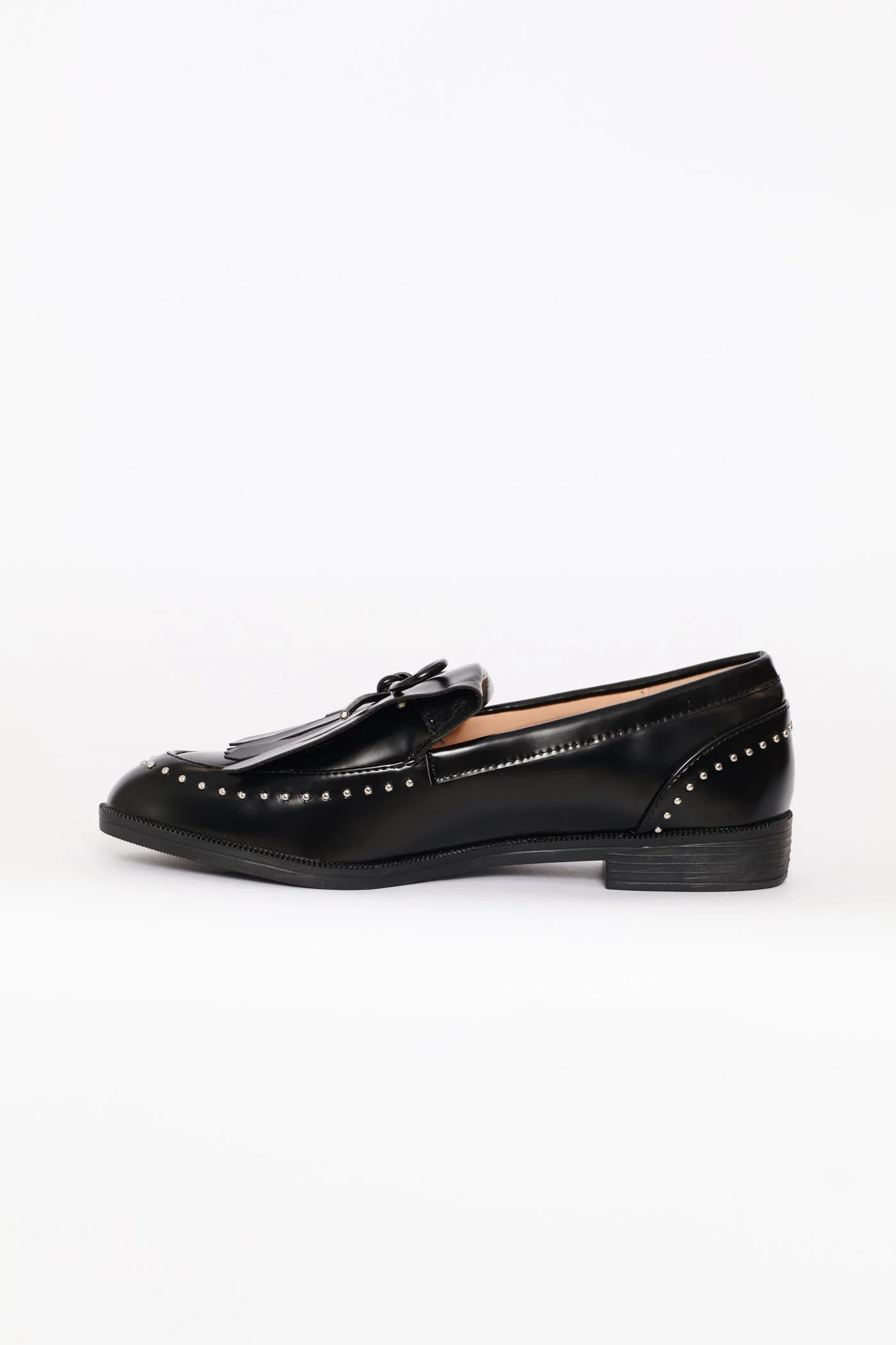 Piped Bow & Tassle Loafer - Black - Image 4