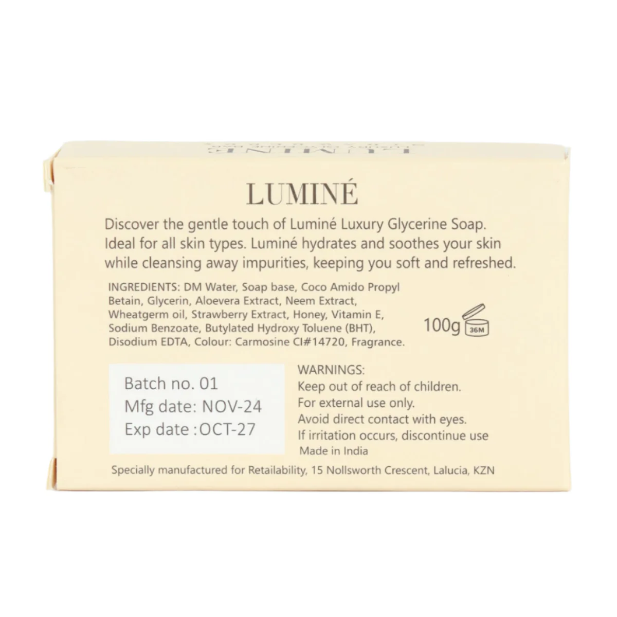 Luminé Glycerine Soap Bar - Strawberry - 100G - Image 2