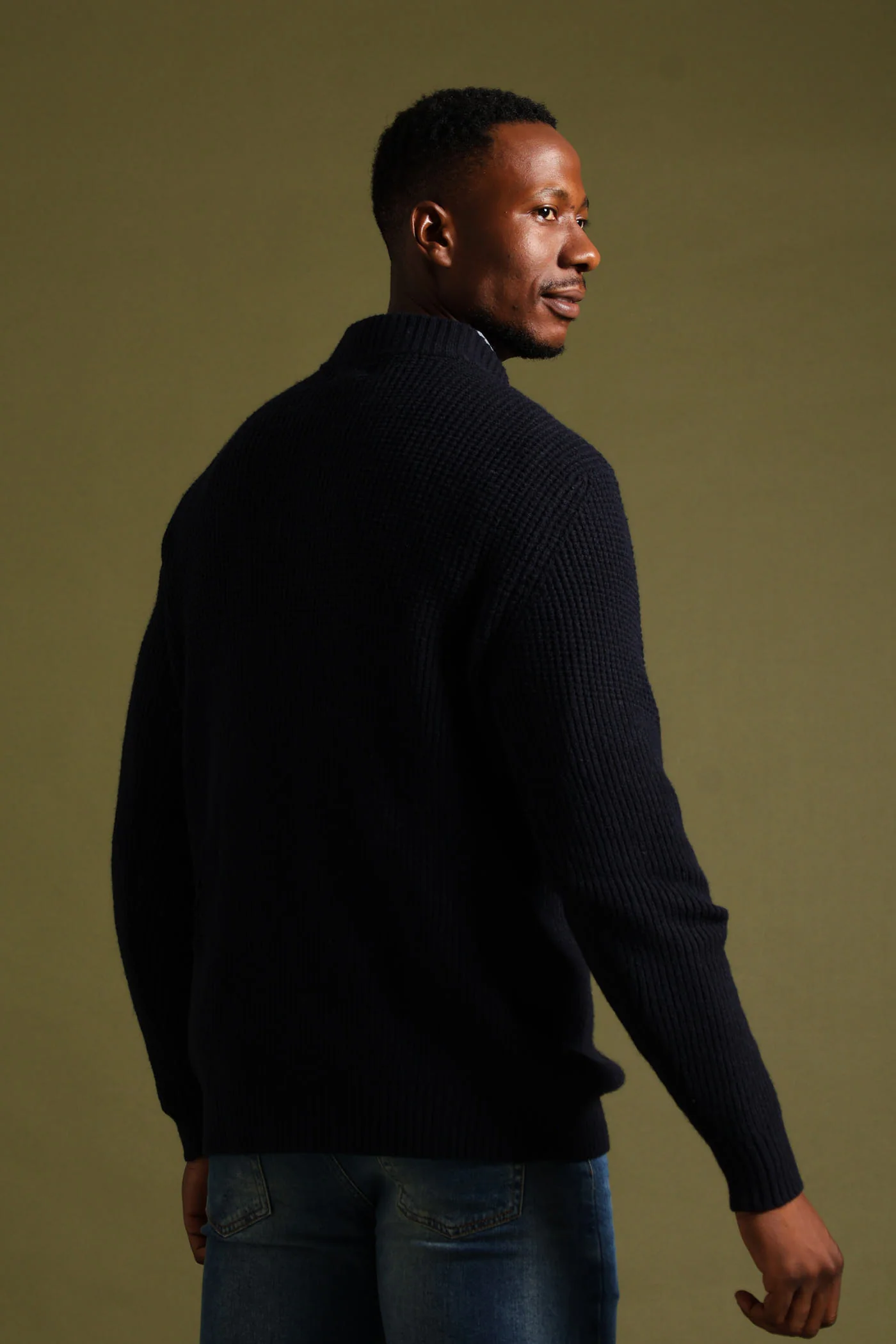 Plain 1/4 Zip Knitwear - Navy - Image 8