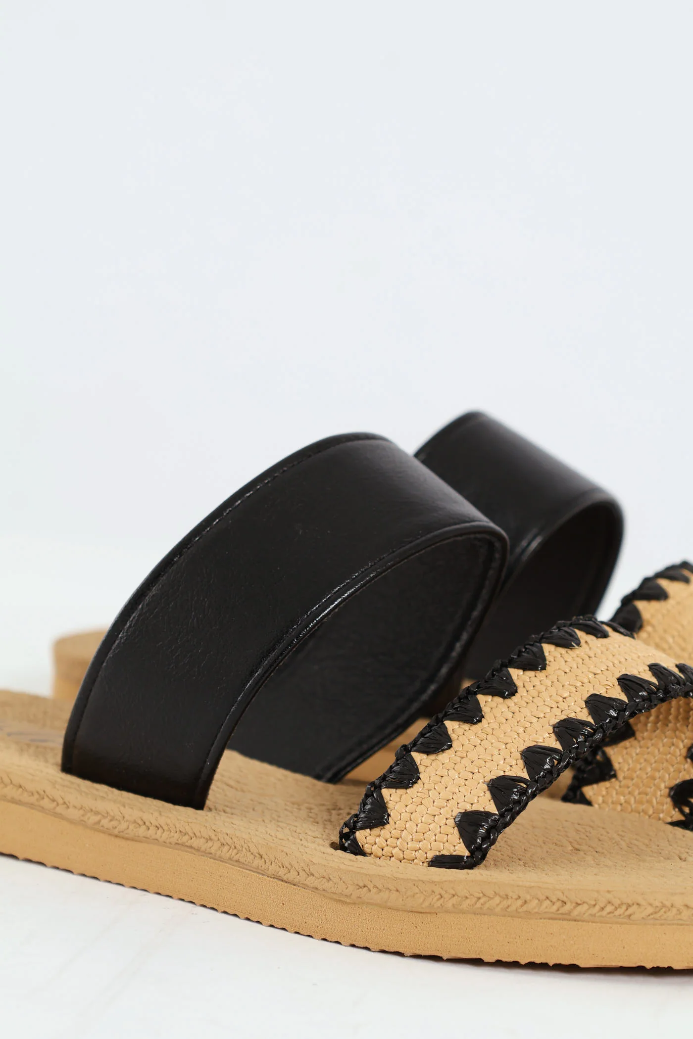 Plain & Aztec Print Mule Sandal - Multi - Image 2