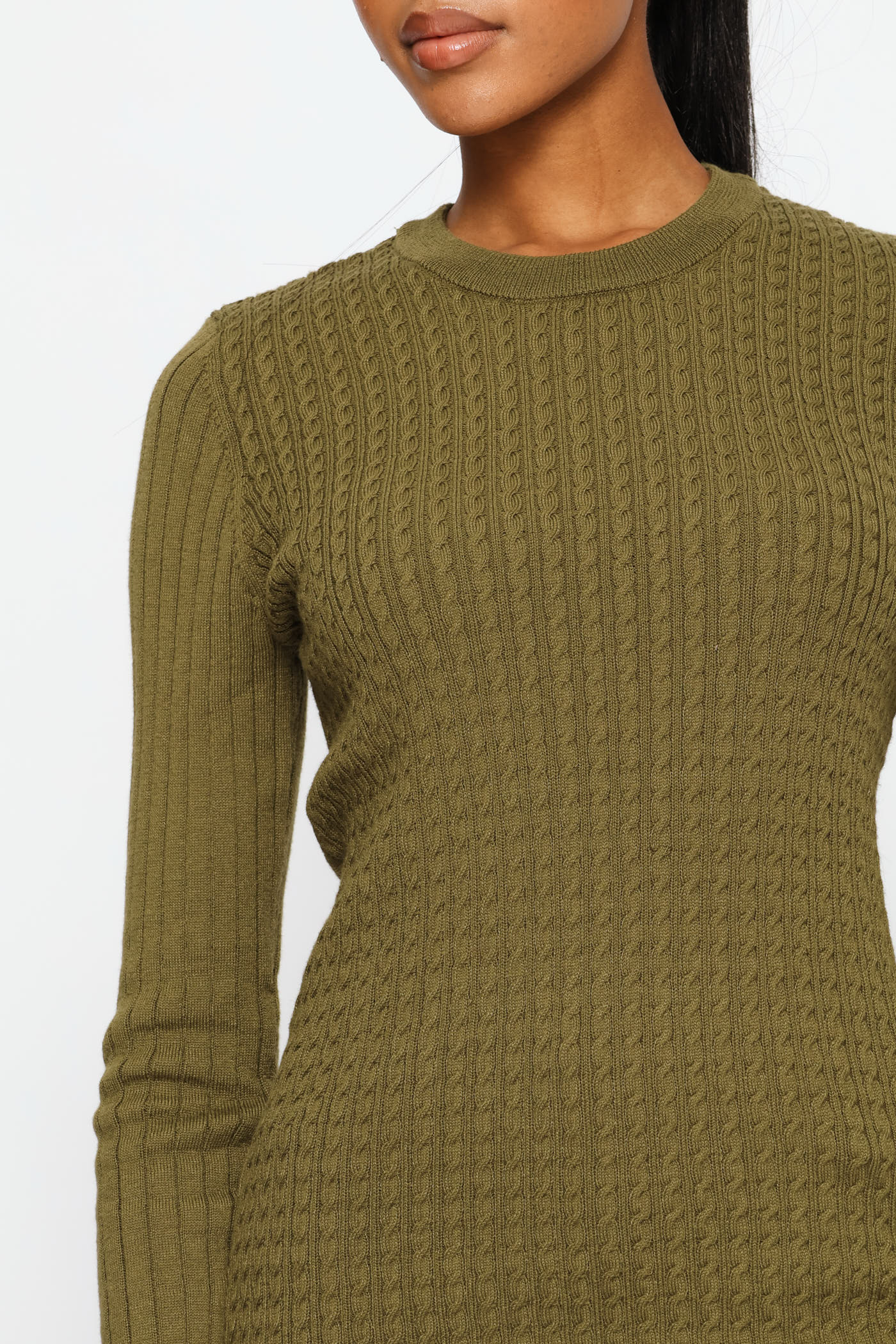 Plain Cable Pullover - Fatigue - Image 2