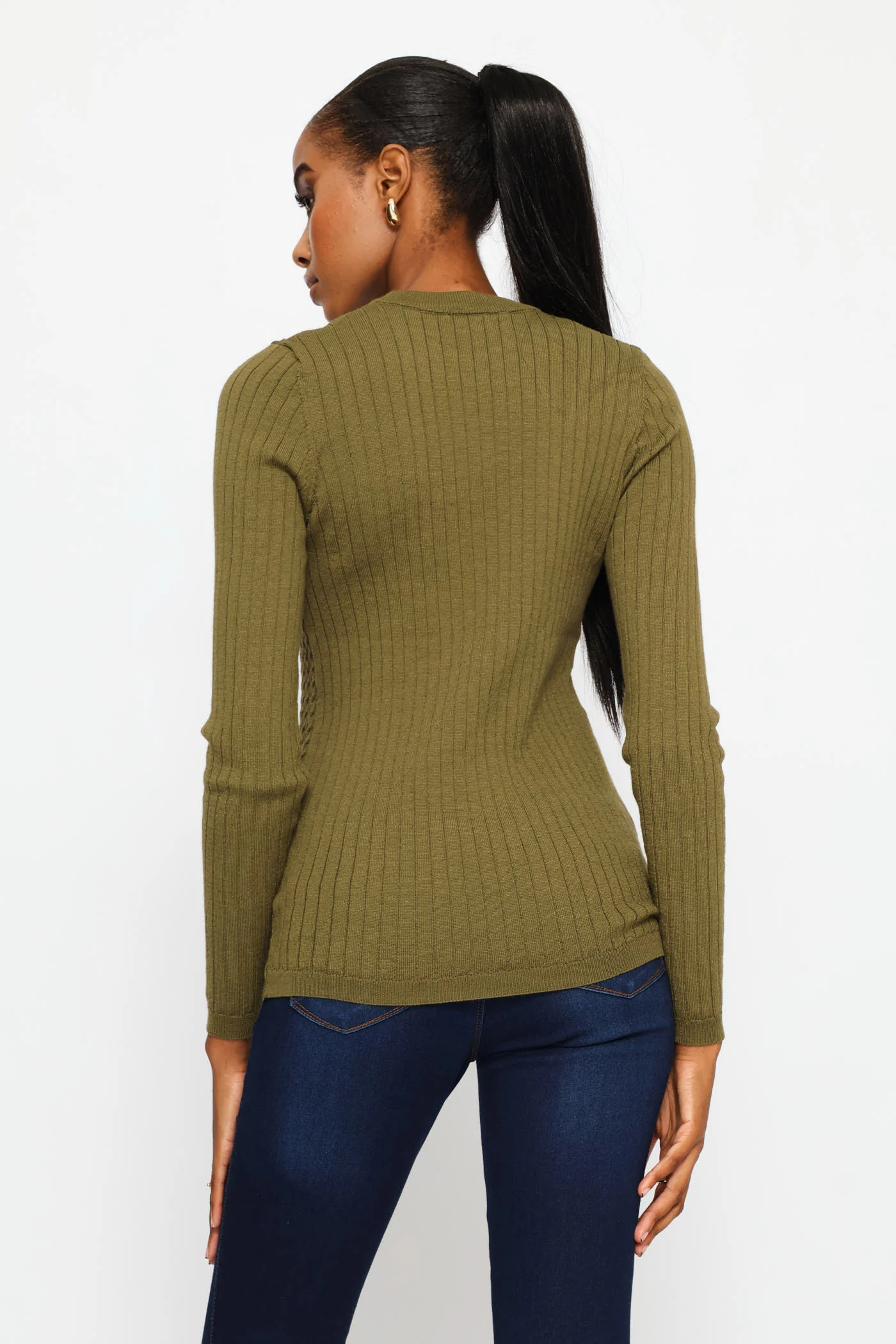 Plain Cable Pullover - Fatigue - Image 4