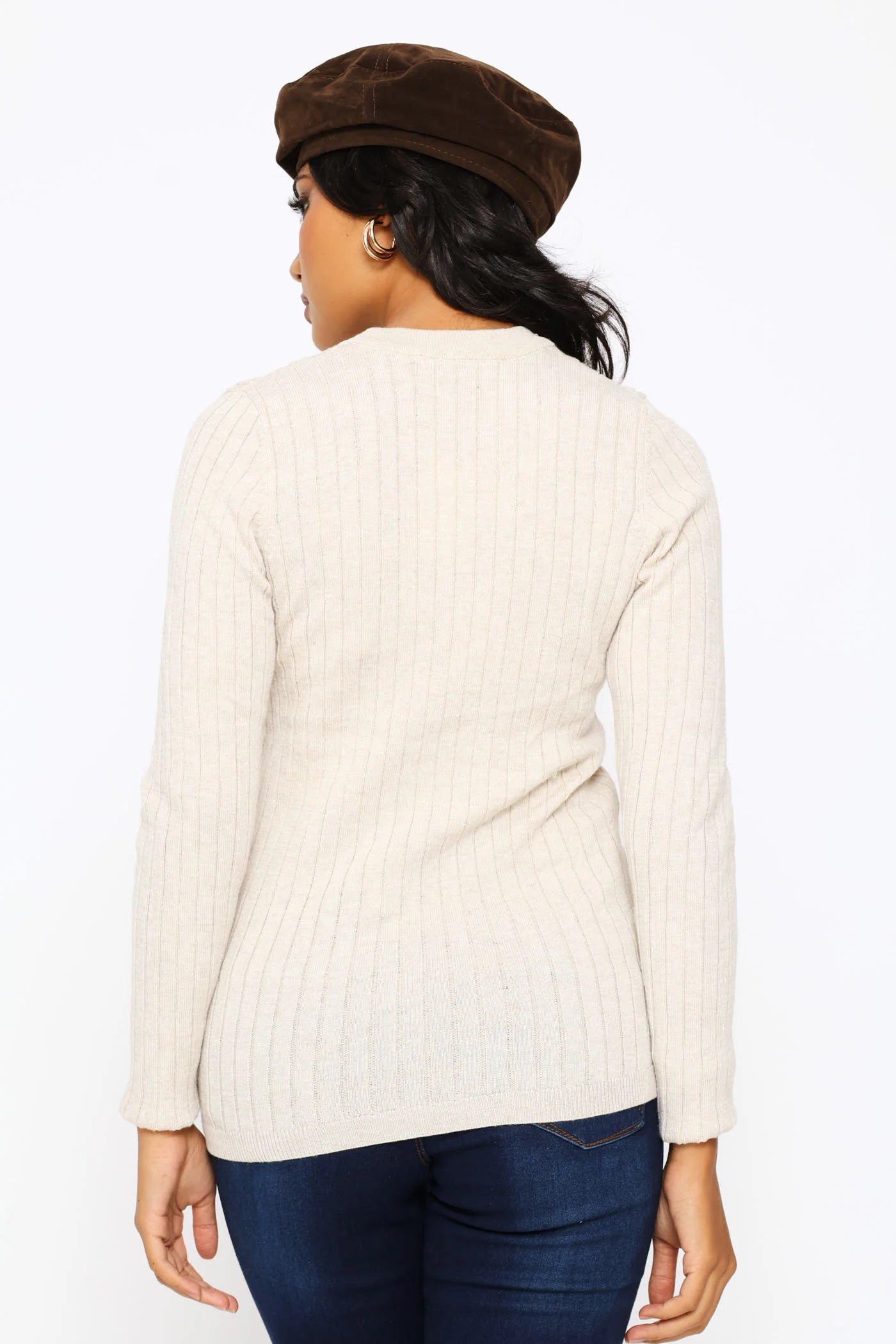 Plain Cable Pullover - Oatmeal Melange - Image 2