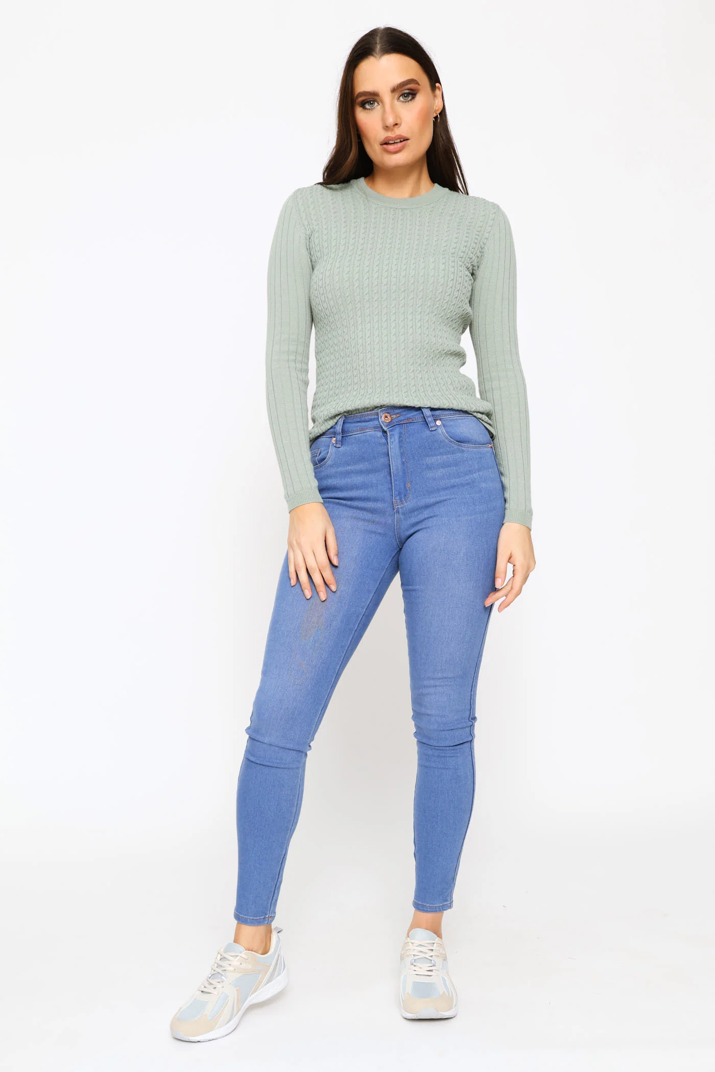 Plain Cable Pullover - Sage - Image 4