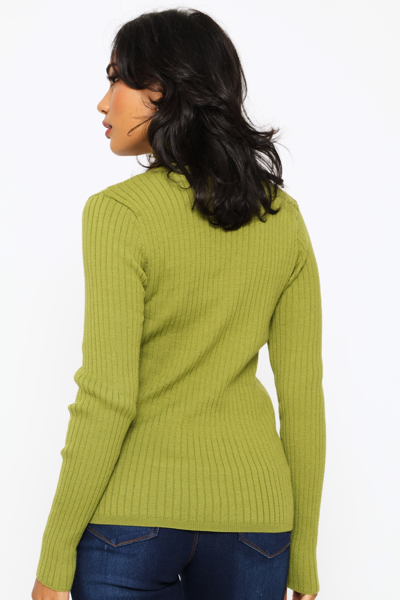 Plain Cable Turtleneck - Chartreuse - Image 3