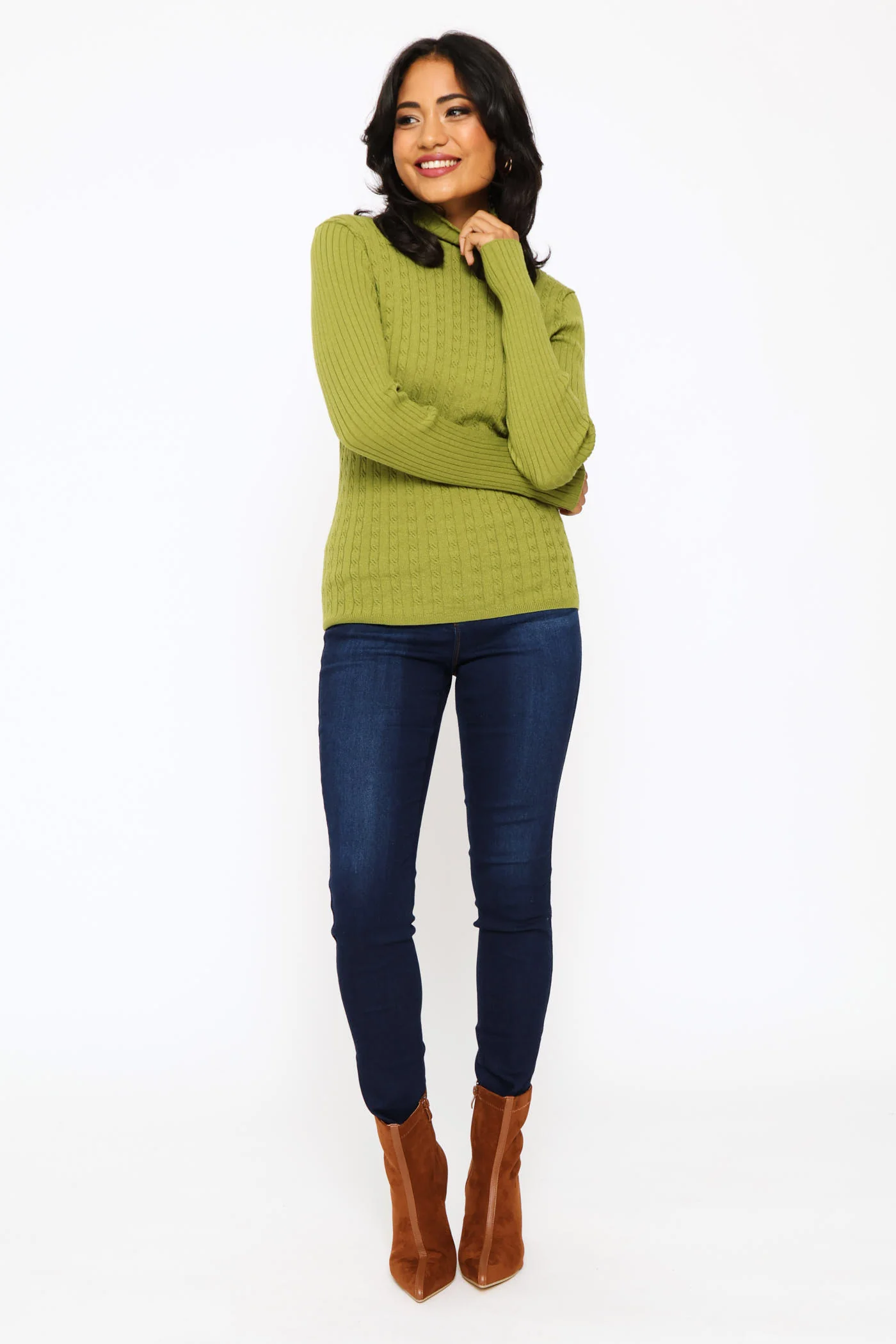 Plain Cable Turtleneck - Chartreuse - Image 4