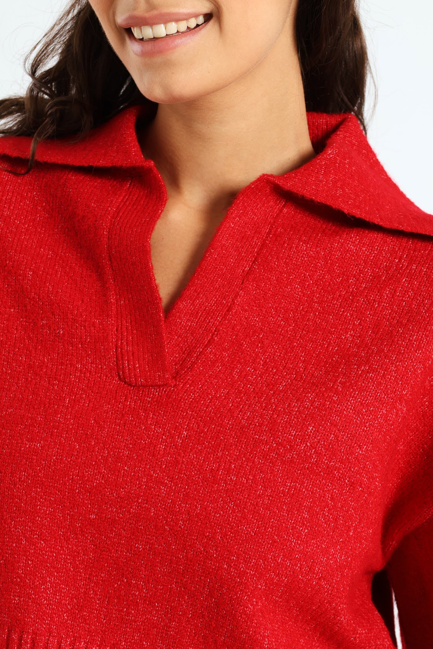 Plain Collar Knitwear - Red - Image 5