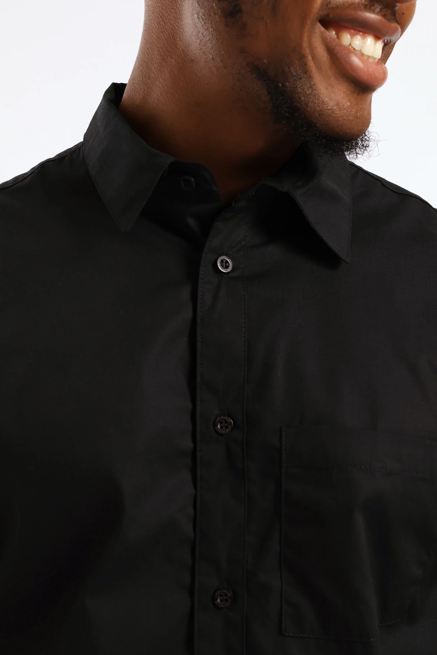 Plain Cotton Shirt - Black - Image 2