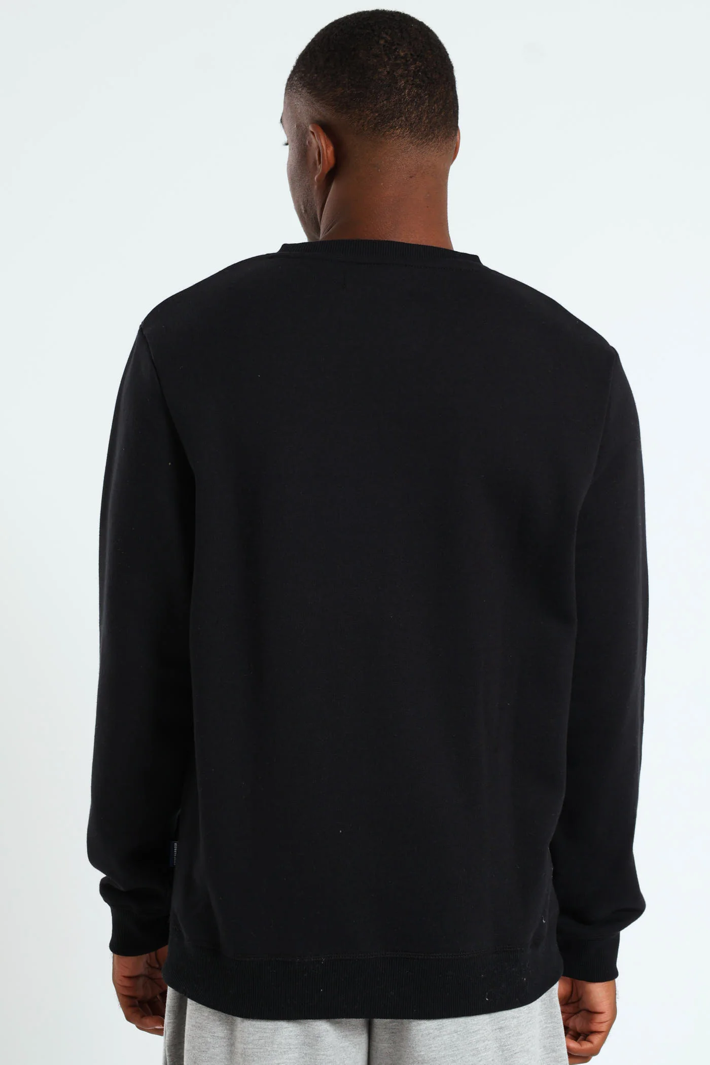 Plain Crew Fleece Sweat Top - Black - Image 3
