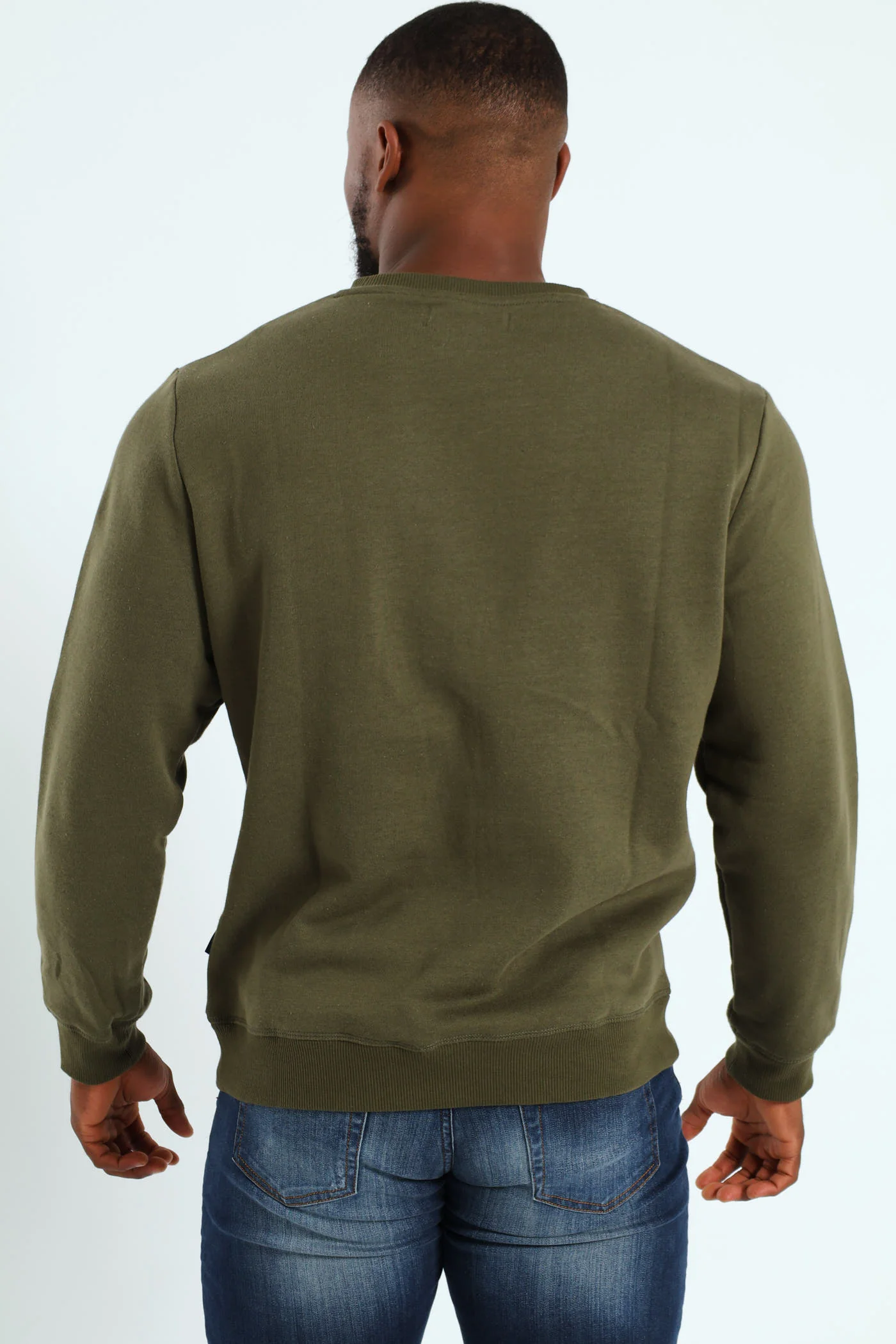 Plain Crew Fleece Sweat Top - Fatigue - Image 3